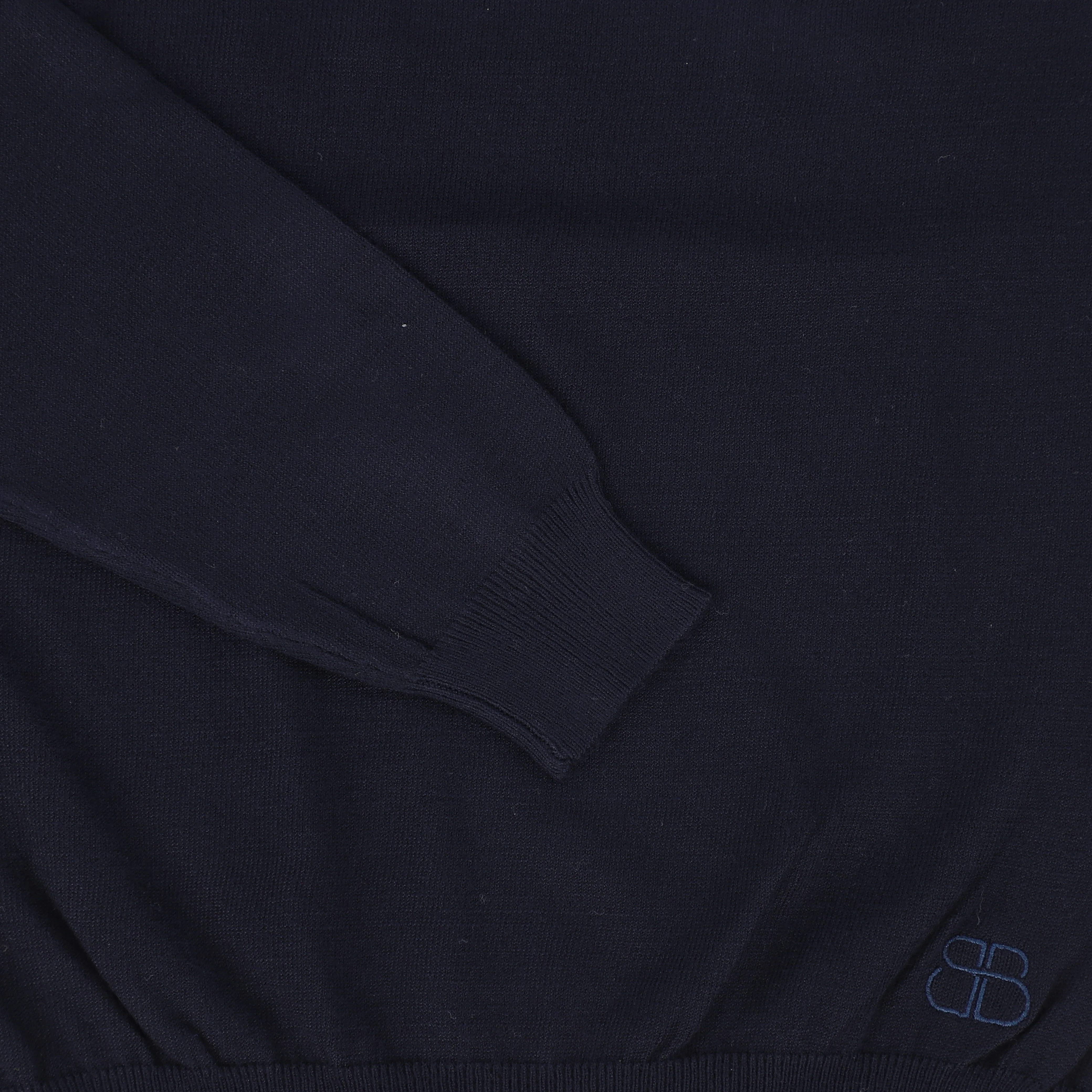 Bamboo Navy Knit Emblem Crew Neck Sweater [FINAL SALE] - Image 3