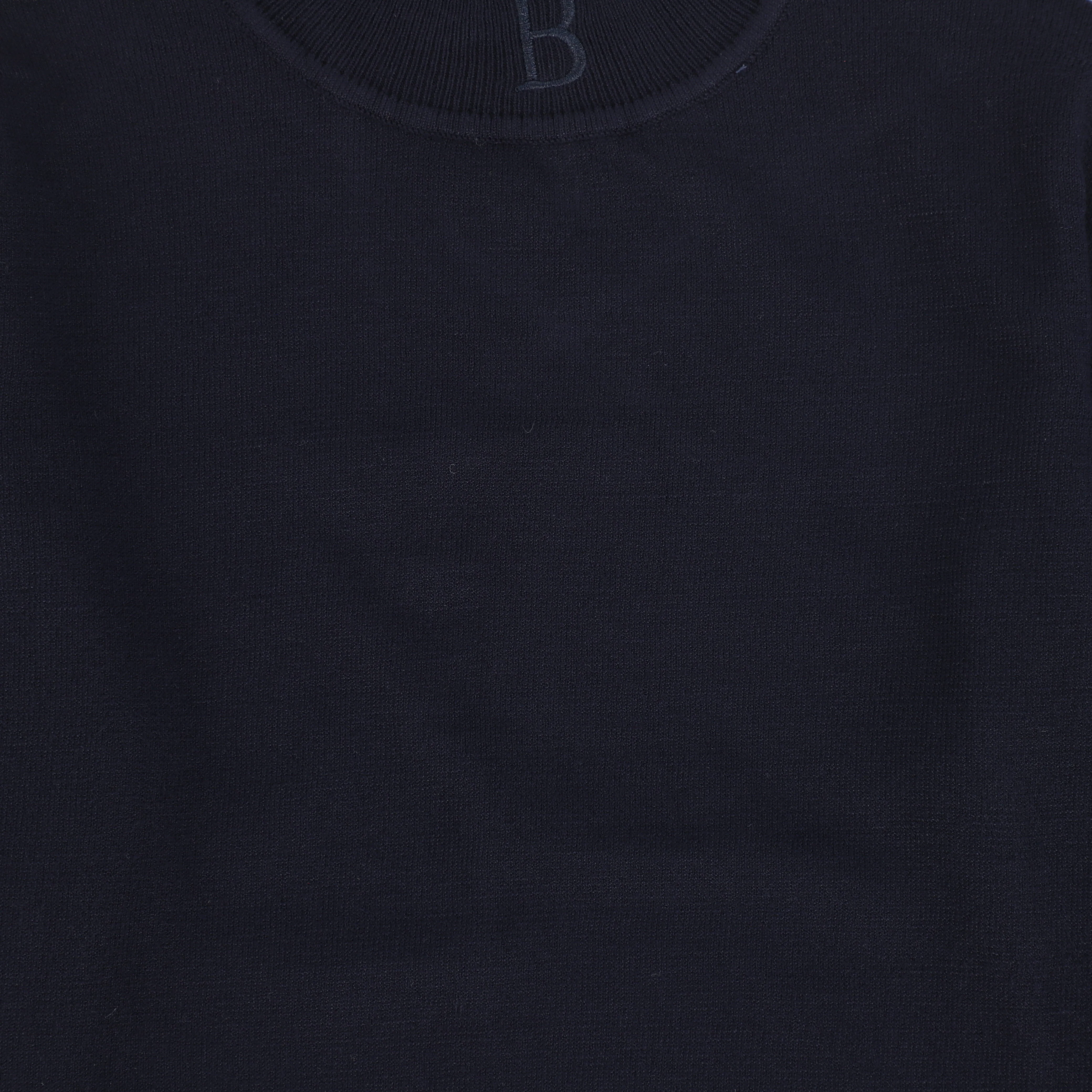 Bamboo Navy Knit Emblem Mock Neck Sweater [FINAL SALE] - Image 3