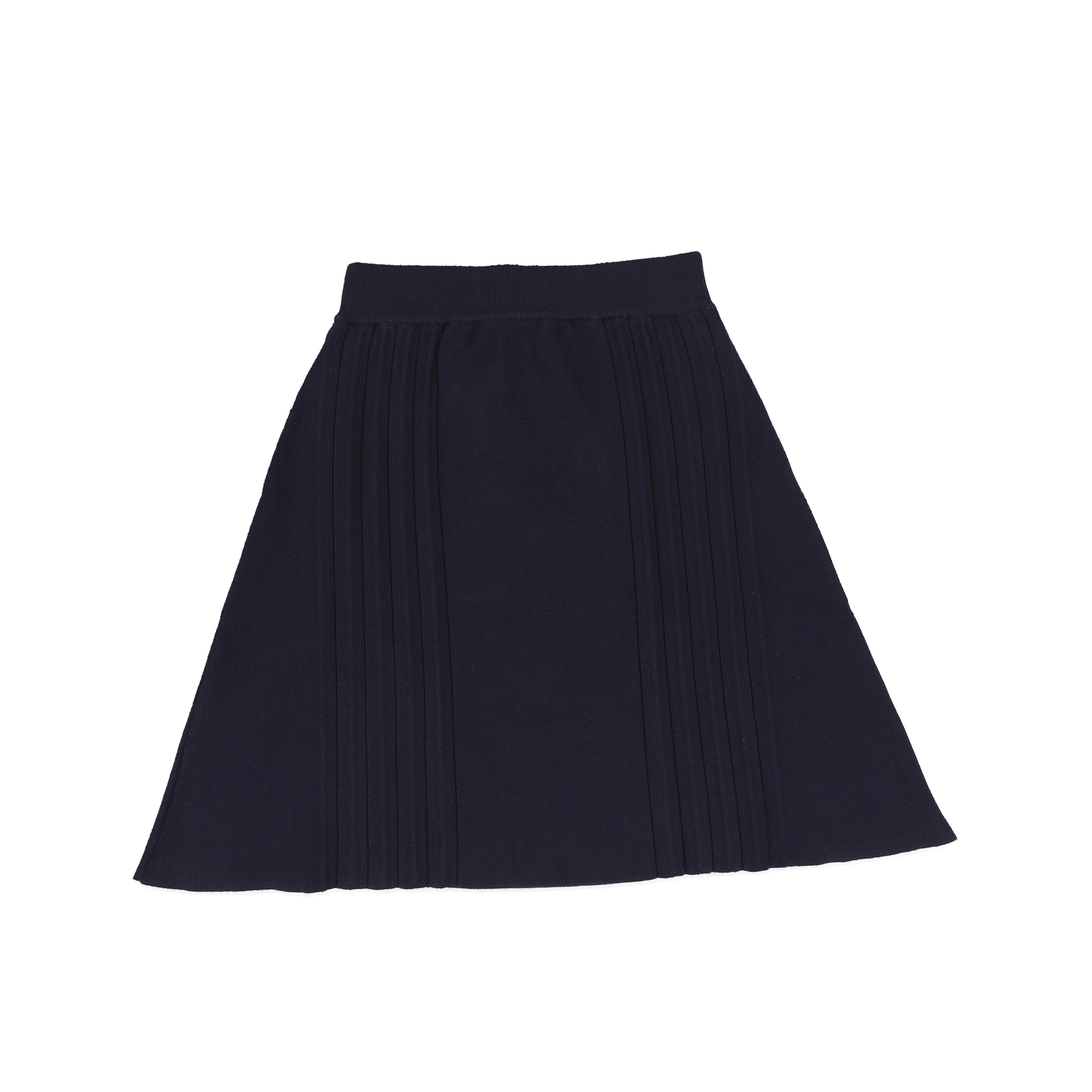 Bamboo Navy Knit Pleated Detail Skirt [FINAL SALE] - Image 2