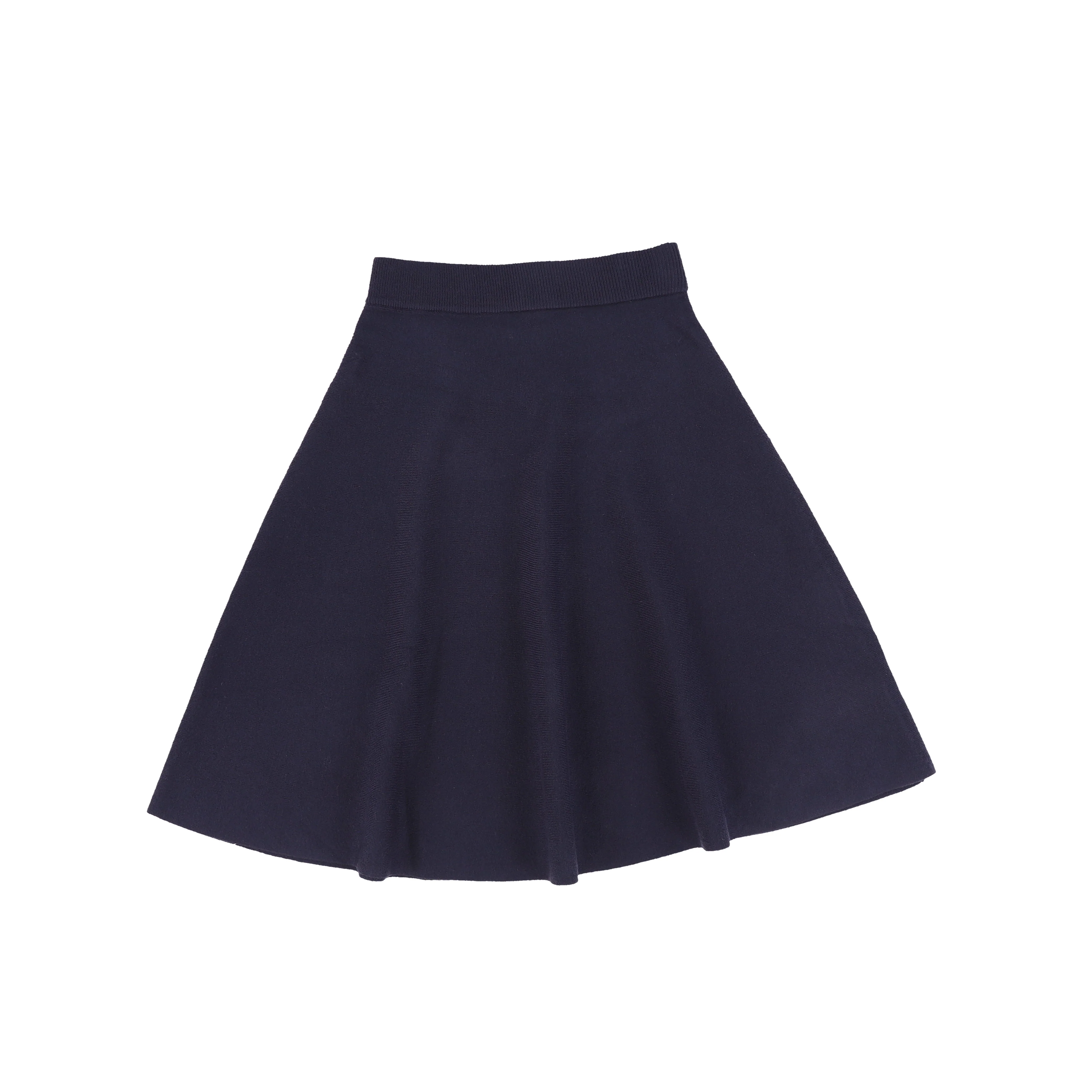 Bamboo Navy Knit Seam Flare Skirt [FINAL SALE] - Image 2