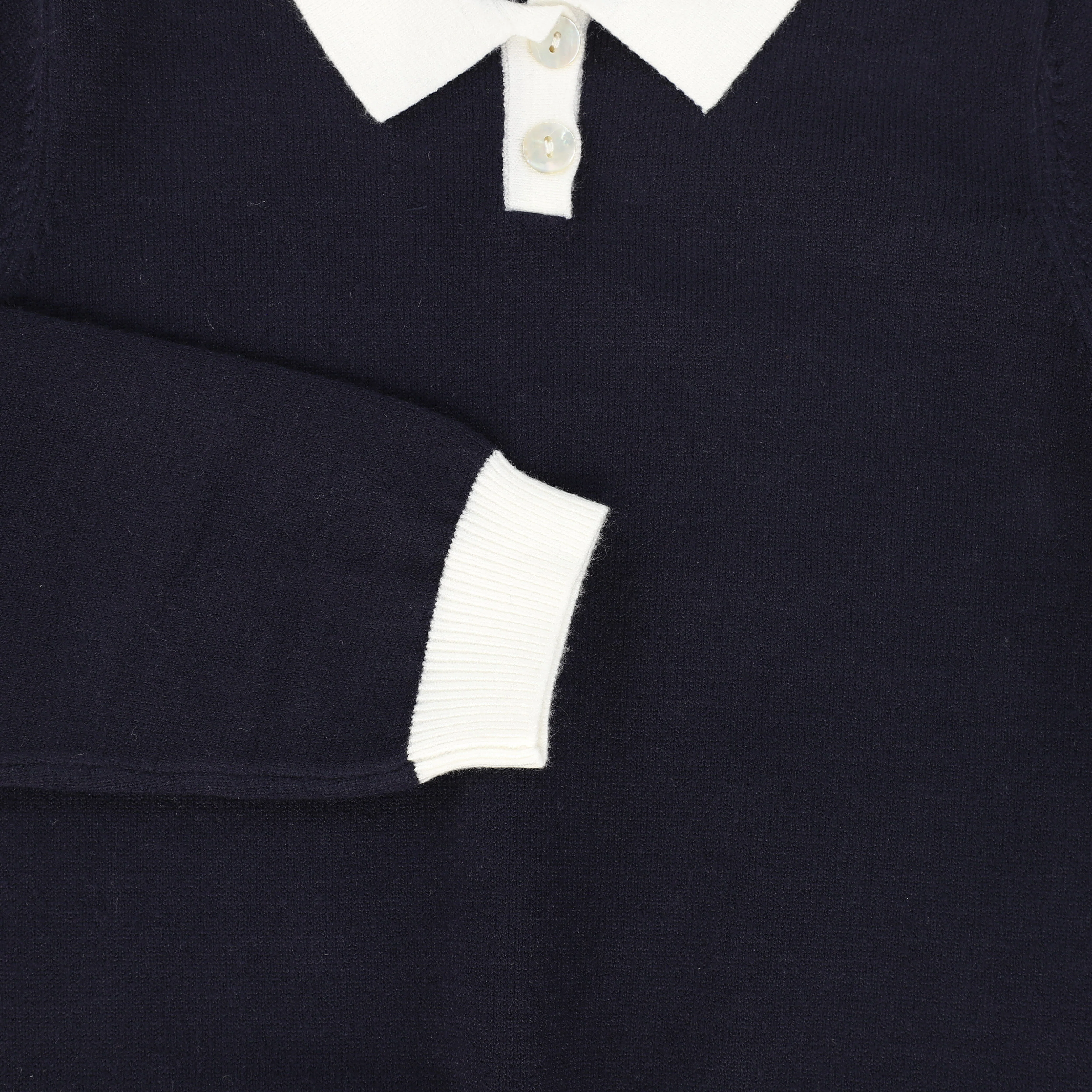 Bamboo Navy Knit Trim Sweater and Pleated Skirt Set [FINAL SALE] - Image 2