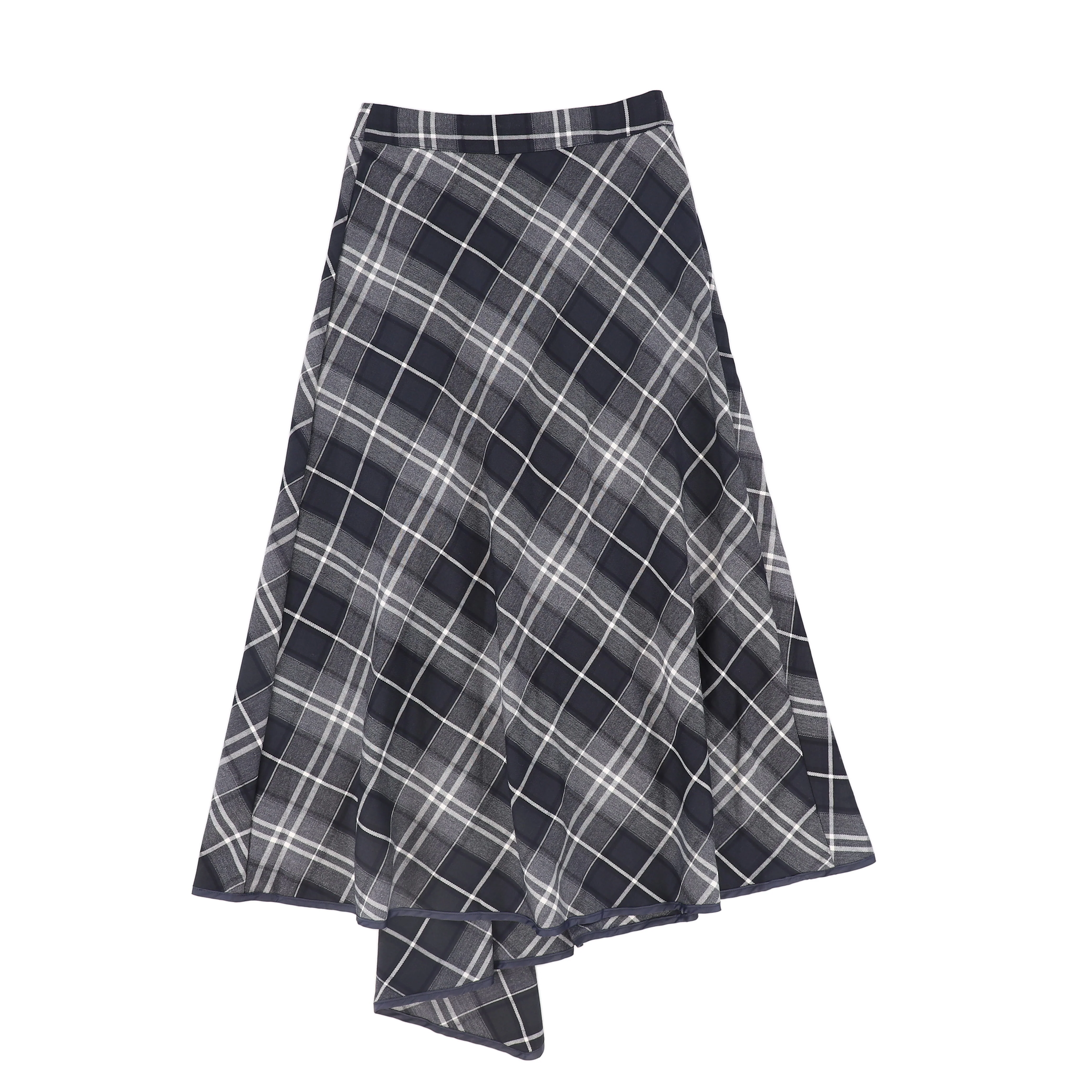 BAMBOO NAVY PLAID WRAP RUFFLE MAXI SKIRT [FINAL SALE] - Image 2