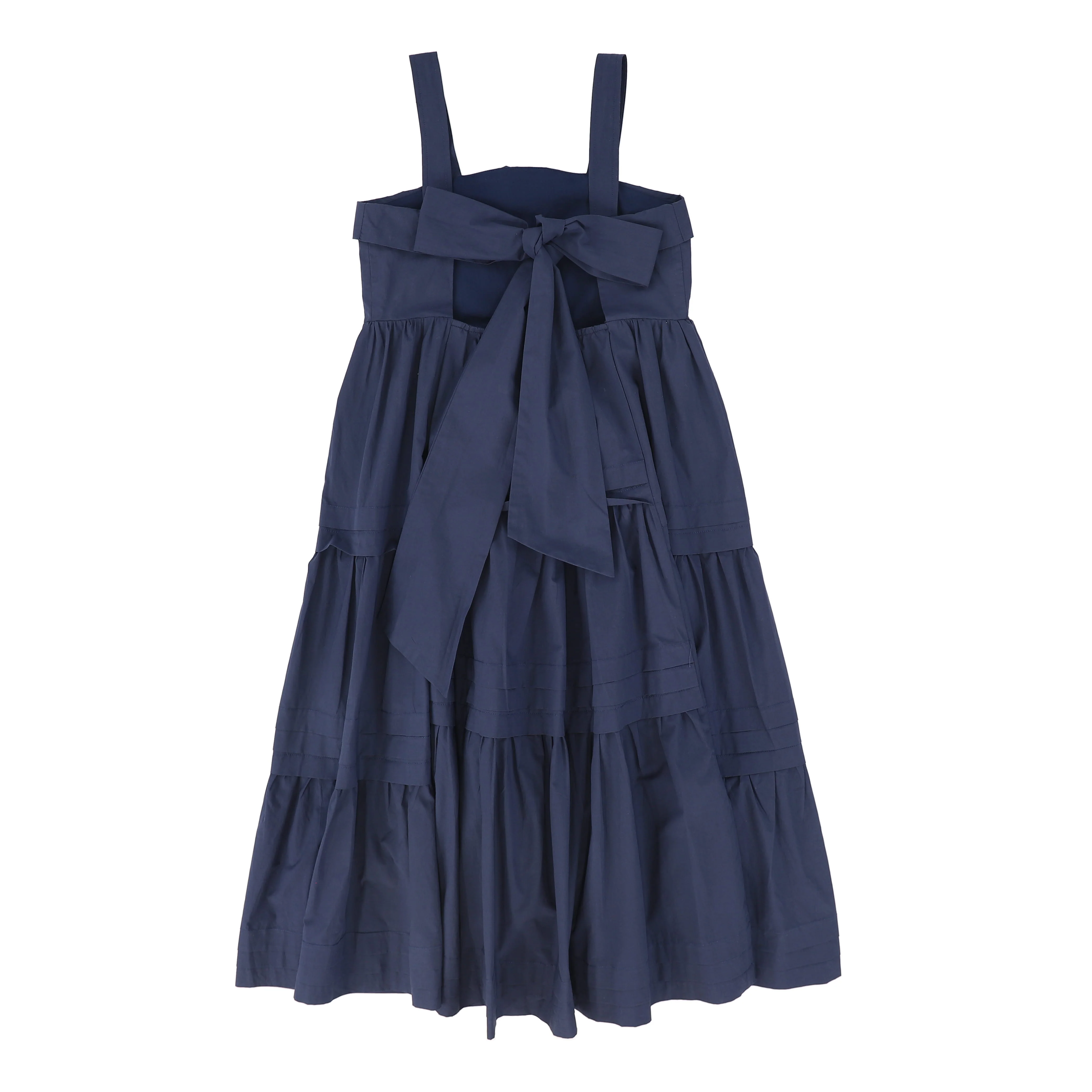 BAMBOO NAVY POPLIN TIERED PLEATED JUMPER [FINAL SALE] - Image 2