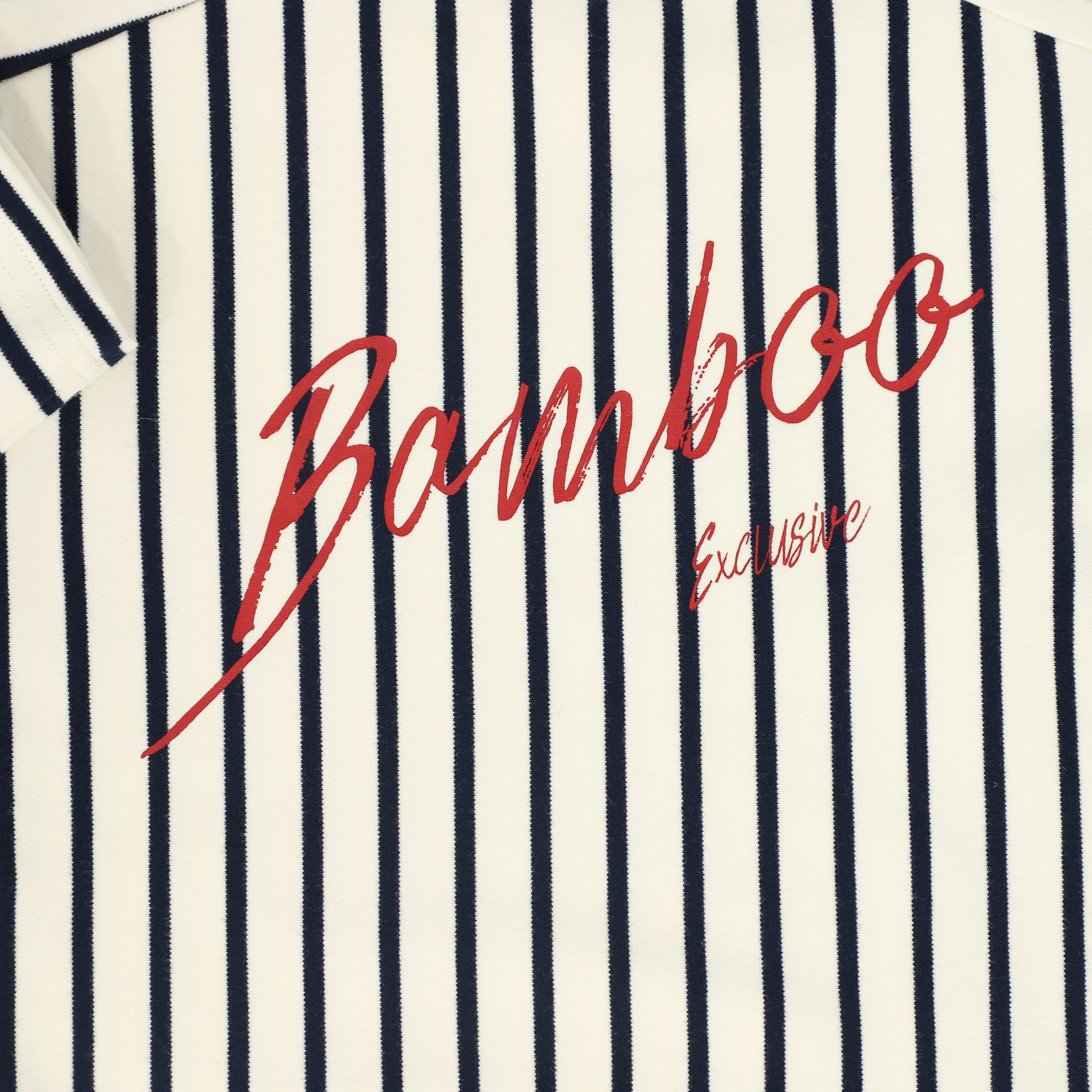 BAMBOO NAVY SCRIPT STRIPED SS T-SHIRT DRESS [FINAL SALE] - Image 2