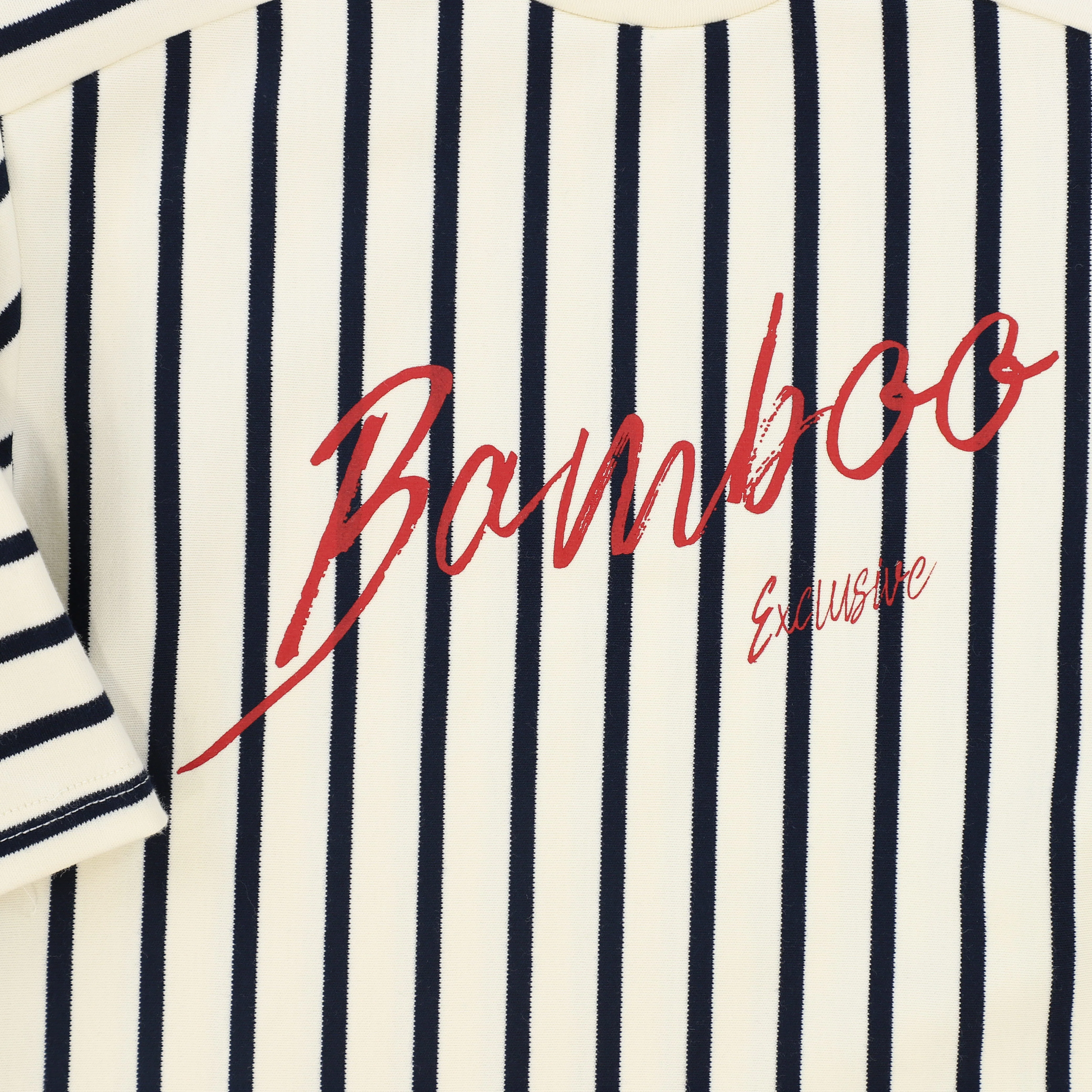BAMBOO NAVY SCRIPT STRIPED T-SHIRT [FINAL SALE] - Image 3
