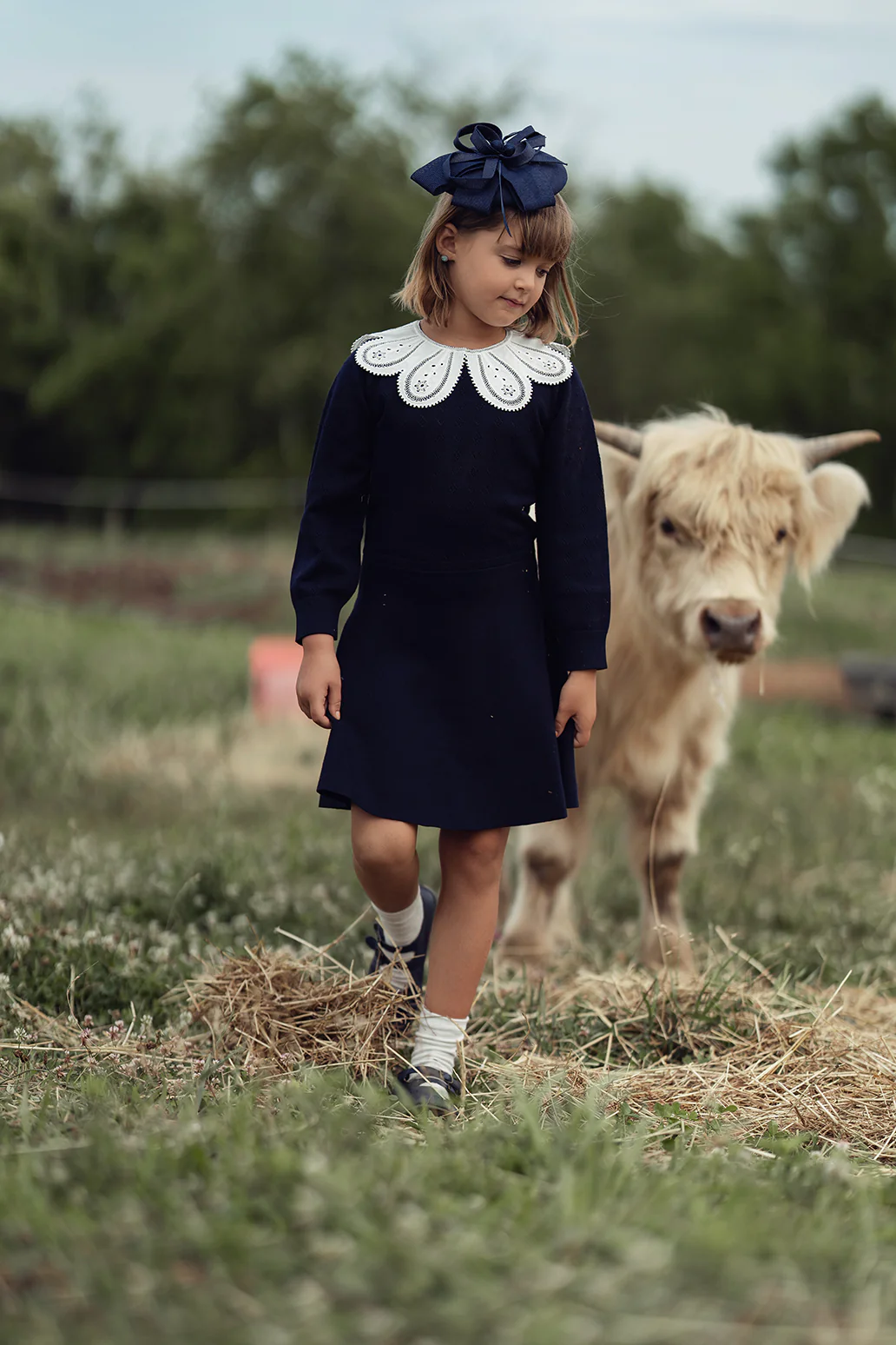 Bamboo Navy Textured Knit Detail Collar Sweater [FINAL SALE] - Image 4