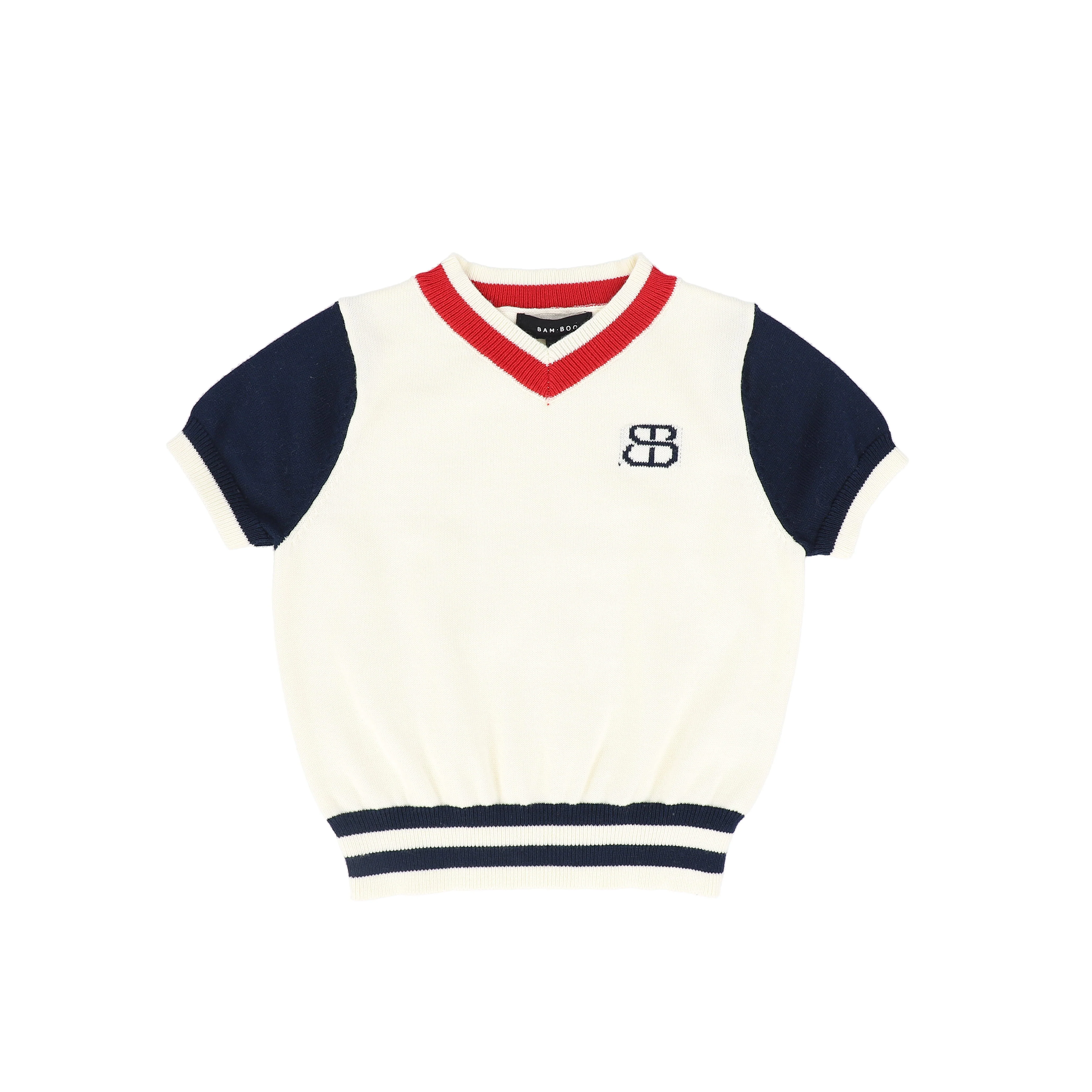 BAMBOO NAVY/WHITE COLORBLOCK EMBLEM SWEATER SET [FINAL SALE] - Image 2