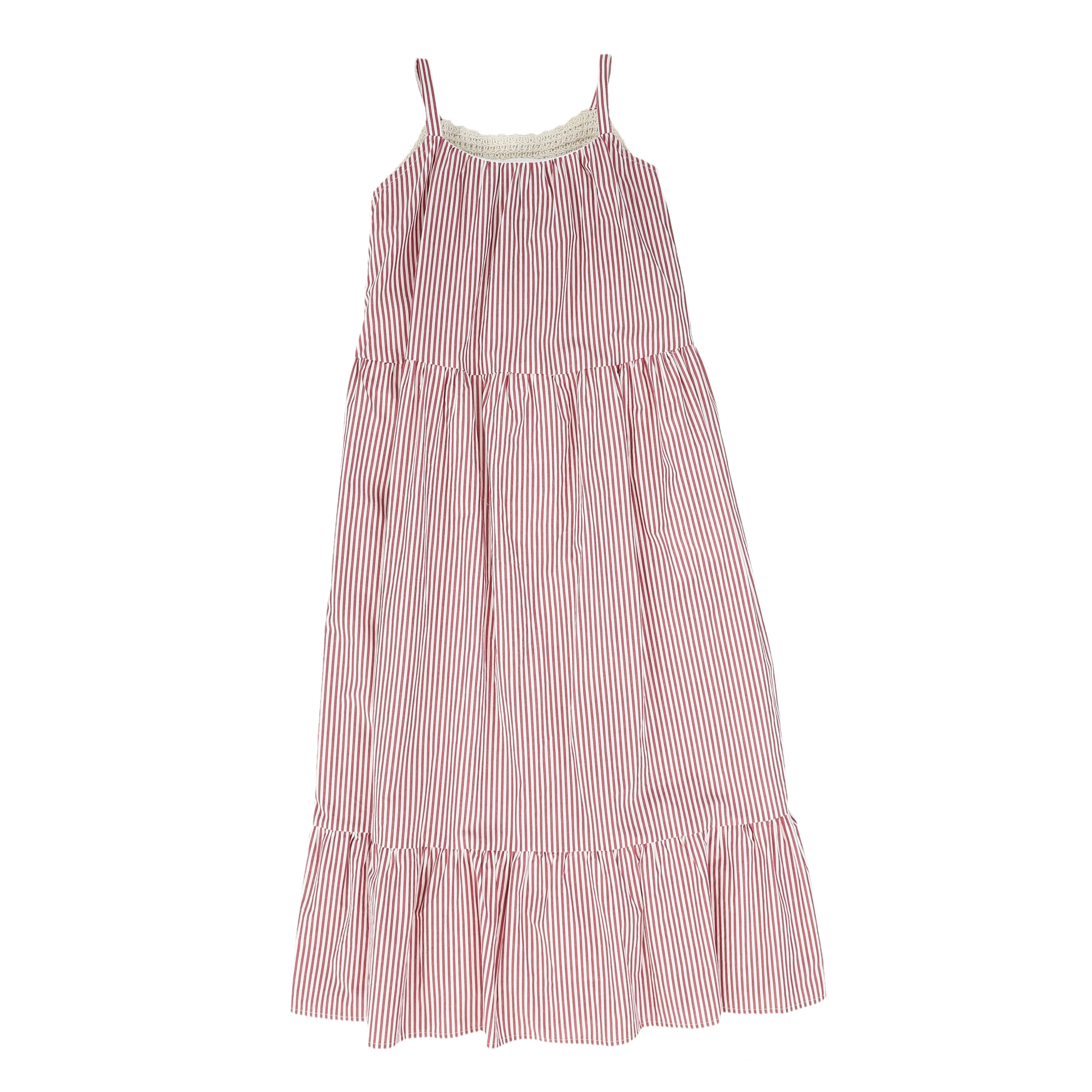 BAMBOO RED/WHITE CROCHET TIERED MAXI DRESS [FINAL SALE] - Image 2