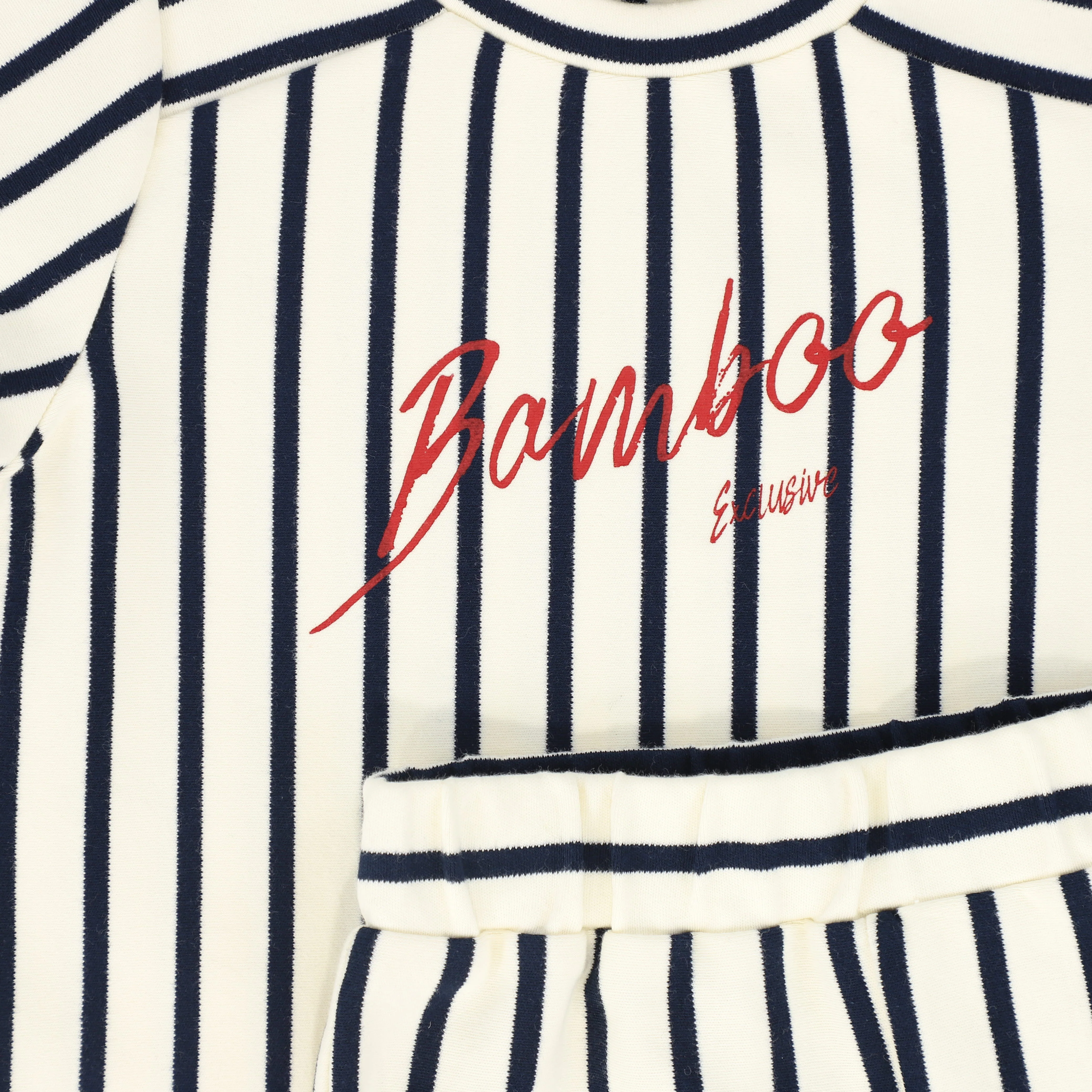 BAMBOO NAVY SCRIPT STRIPE T-SHIRT SET [FINAL SALE] - Image 2