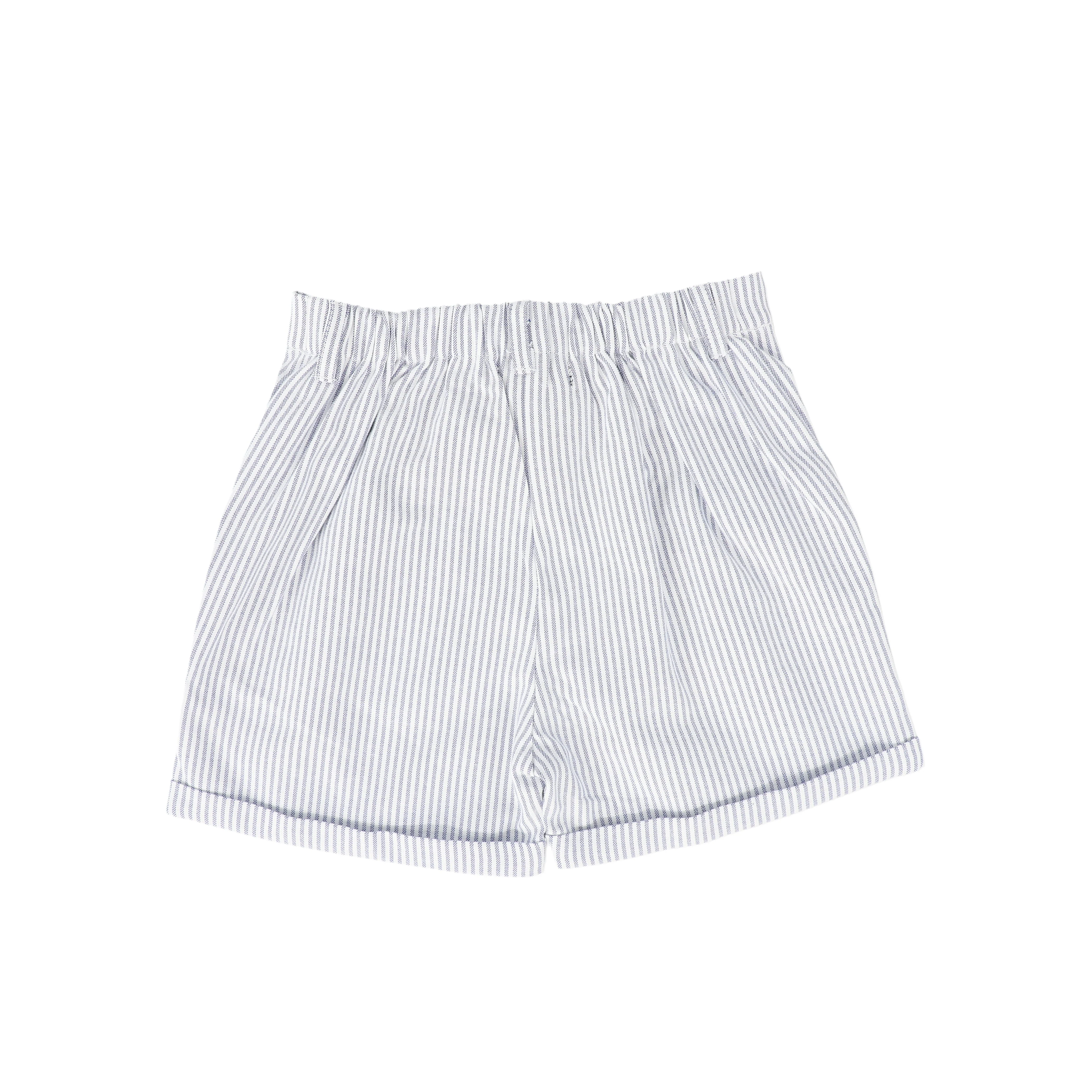BAMBOO WHITE/BLUE STRIPED BUTTON SHORTS [FINAL SALE] - Image 2