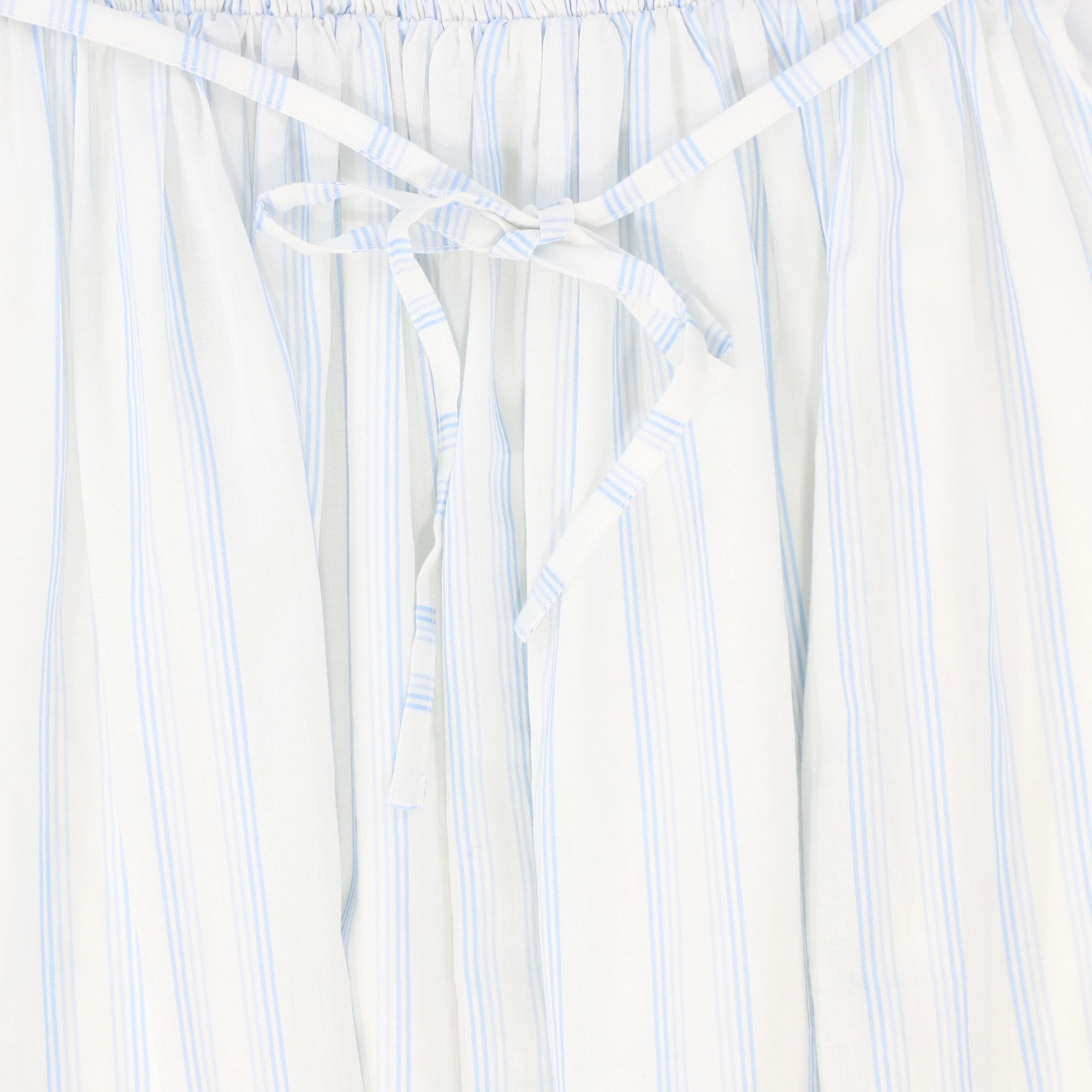 BAMBOO WHITE/BLUE LINEN STRIPED BELTED SKIRT [FINAL SALE] - Image 3
