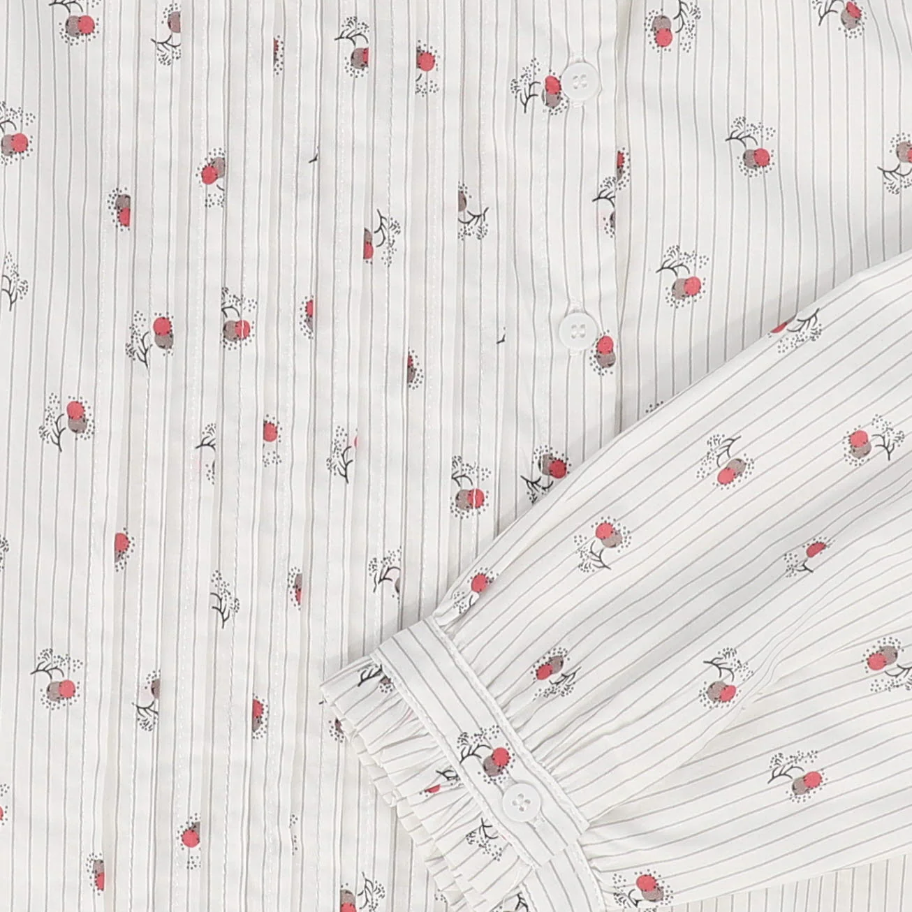BAMBOO WHITE CHERRY PRINT LS DRESS [FINAL SALE] - Image 3