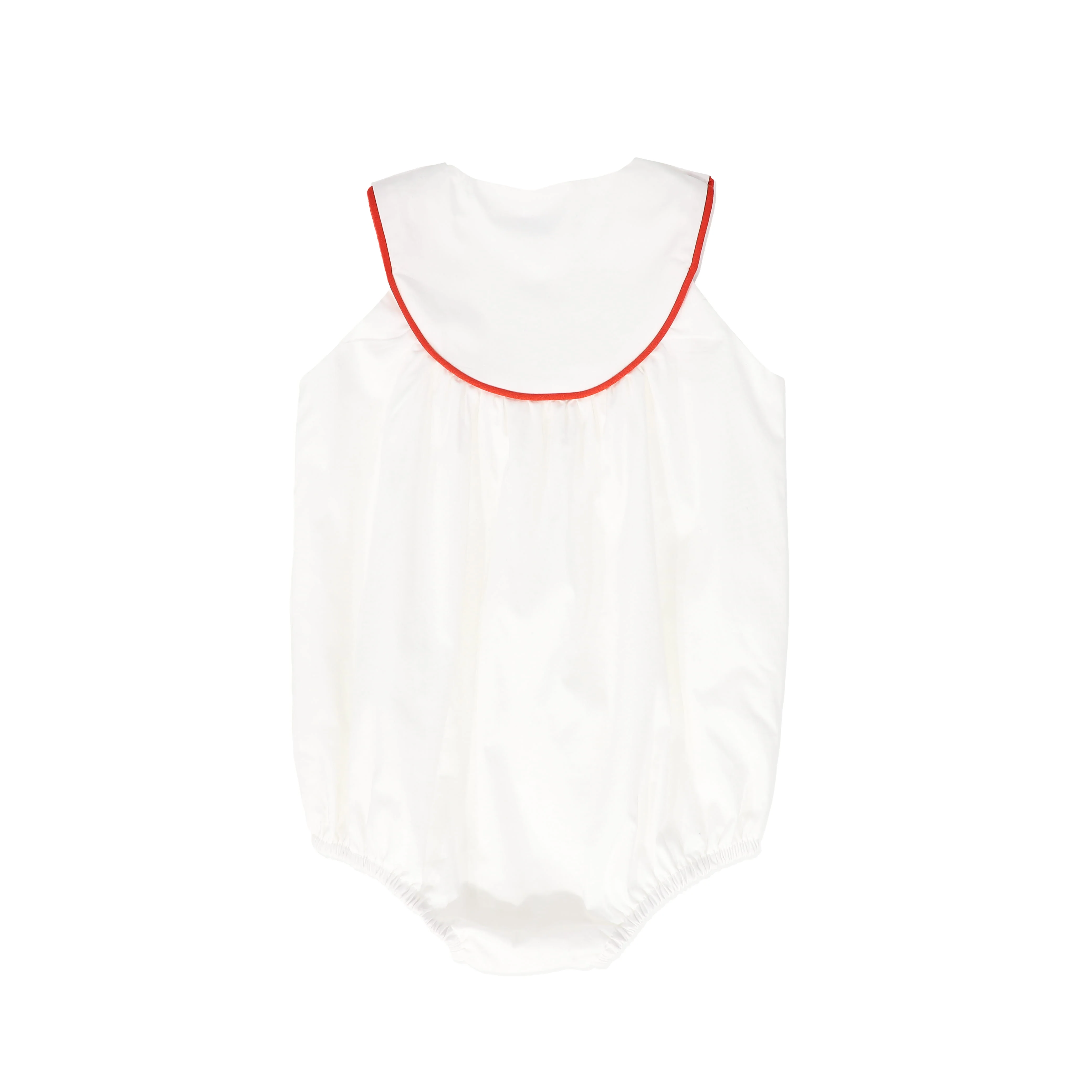 BAMBOO WHITE EMBROIDERED PIPED TRIM ROMPER [FINAL SALE] - Image 2