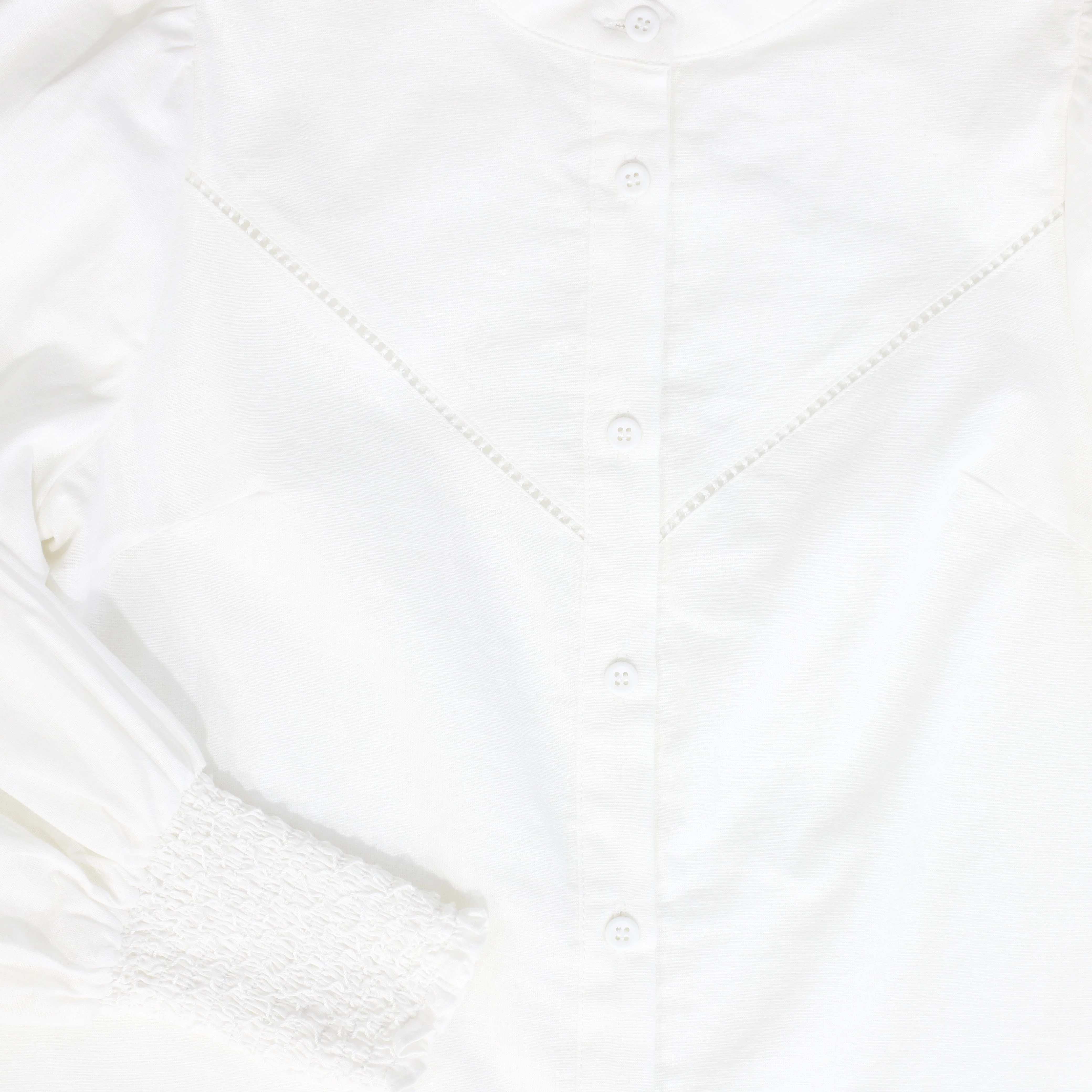 BAMBOO WHITE STITCHED LINEN BLOUSE [FINAL SALE] - Image 3