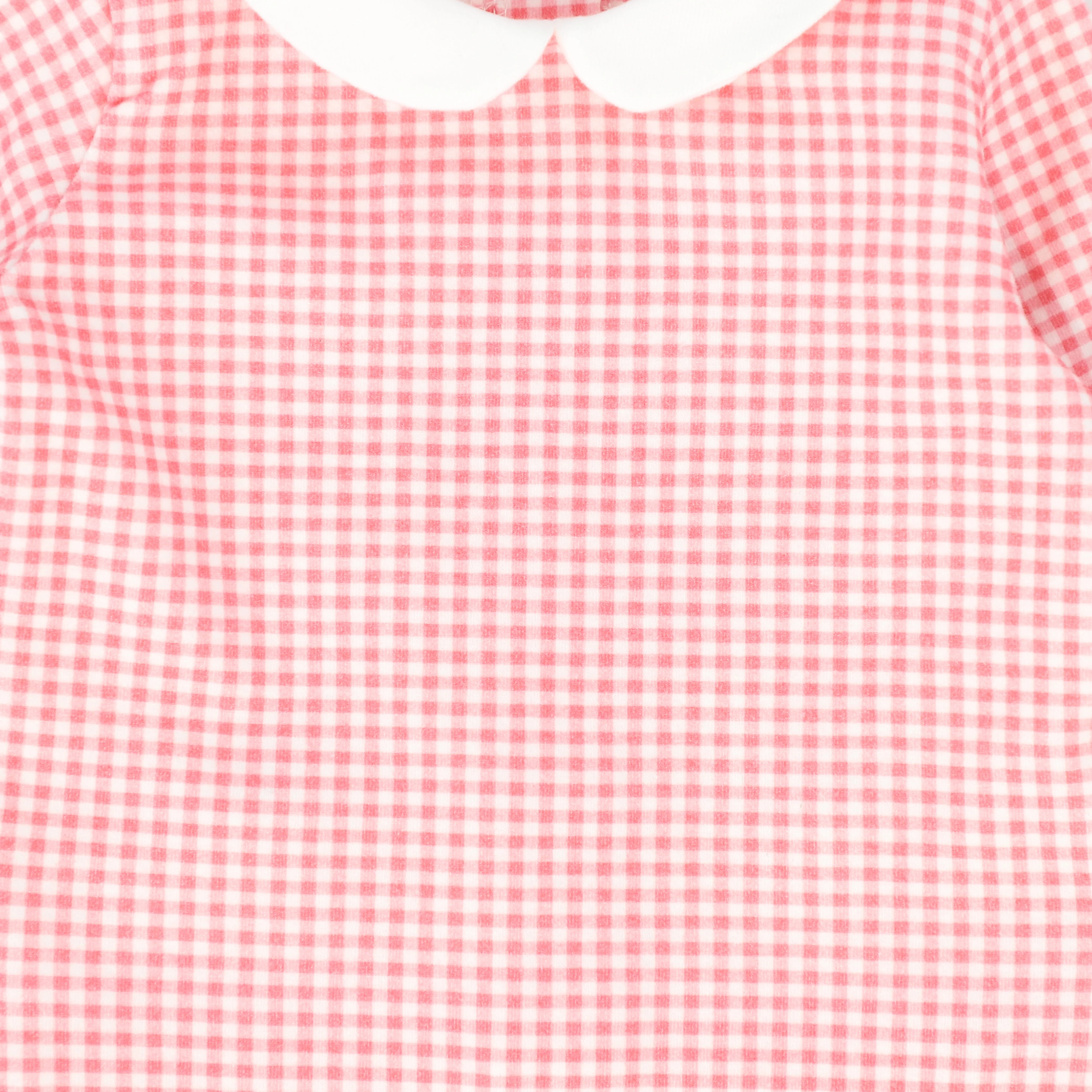 BEBE JOLEE FUCHSIA PINK GINGHAM COLLAR FOOTIE - Image 2