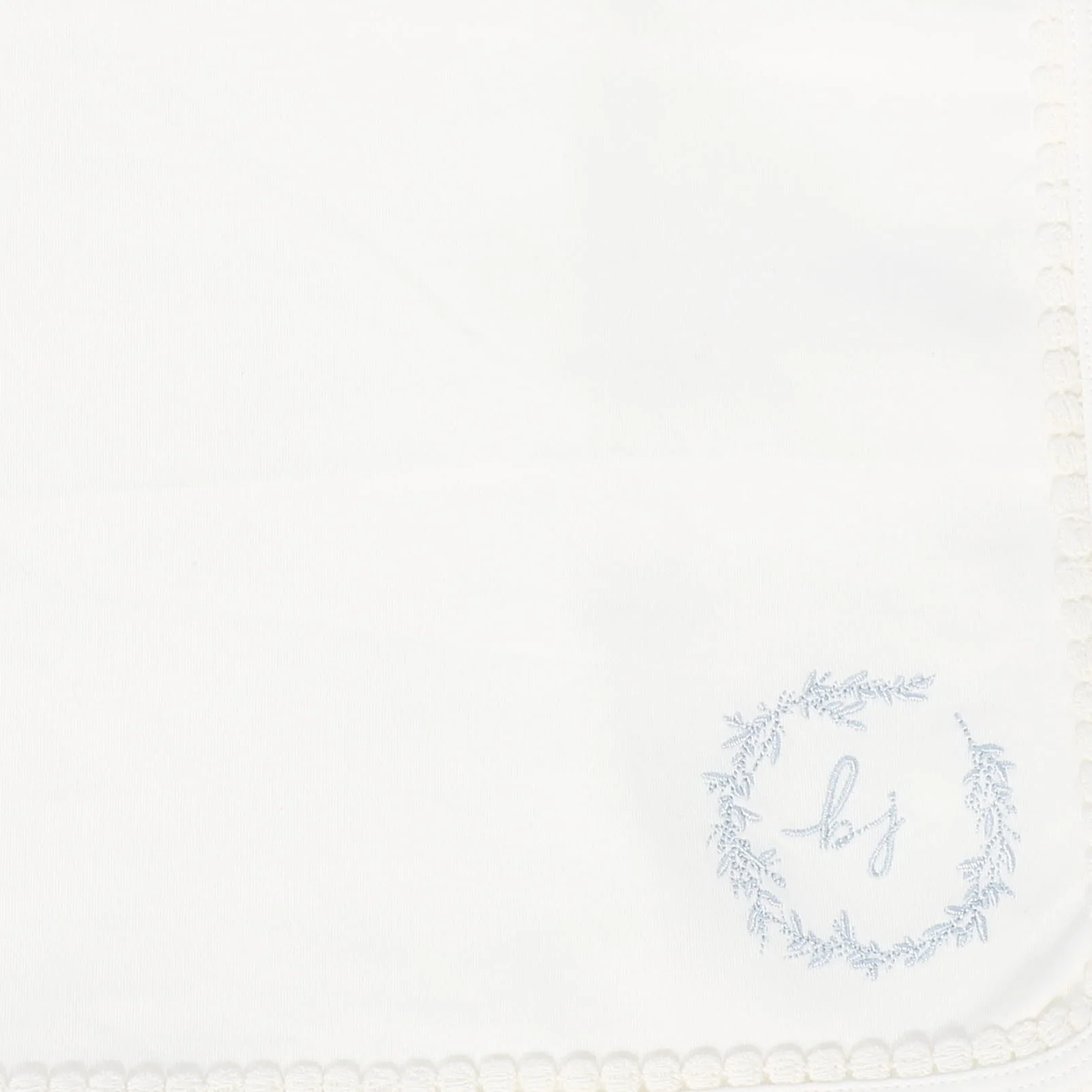 BEBE JOLEE WHITE/BLUE EMBROIDERED TRIM BLANKET - Image 2