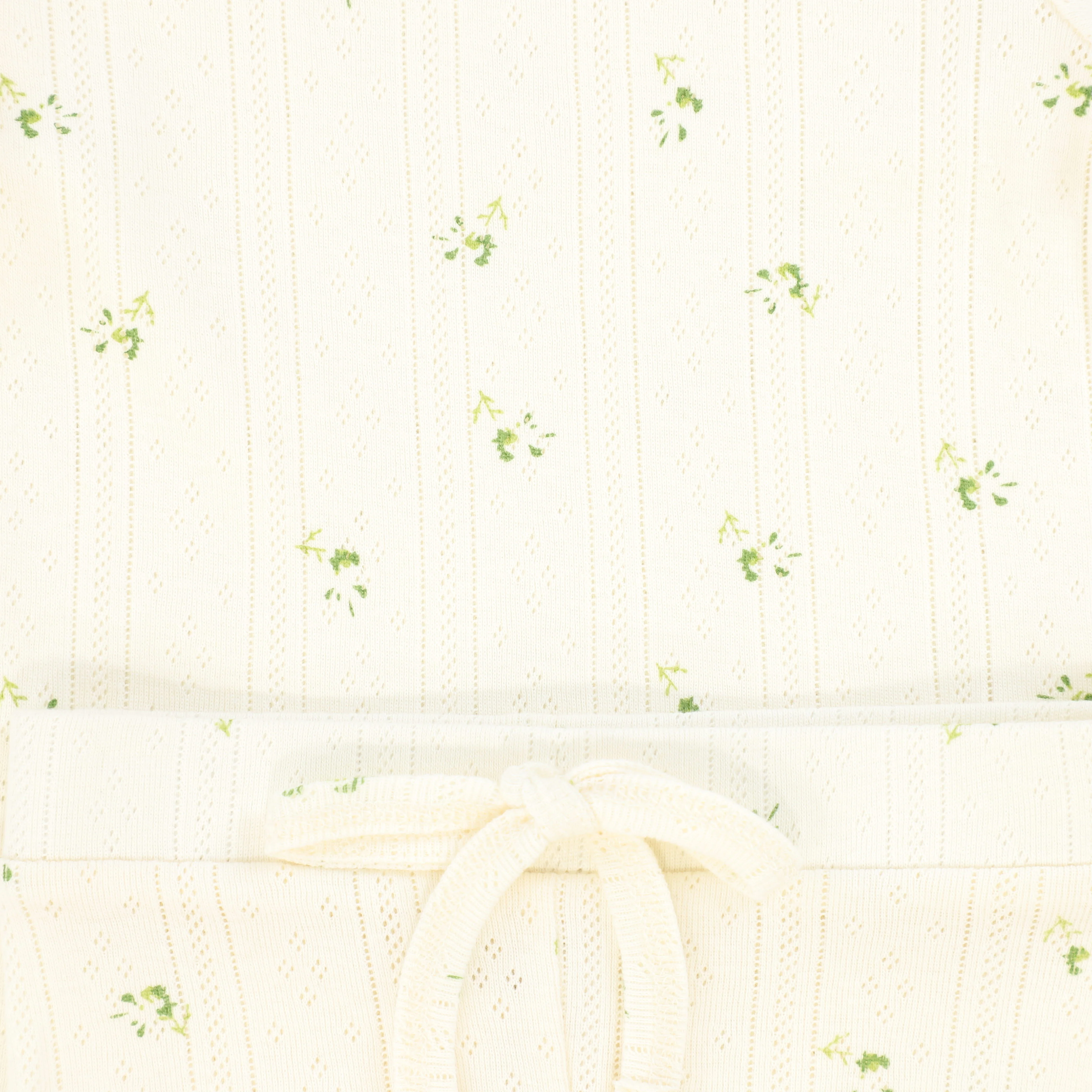 BEBE JOLEE CREAM/GREEN POINTELLE FLORAL SHORTS SET - Image 2