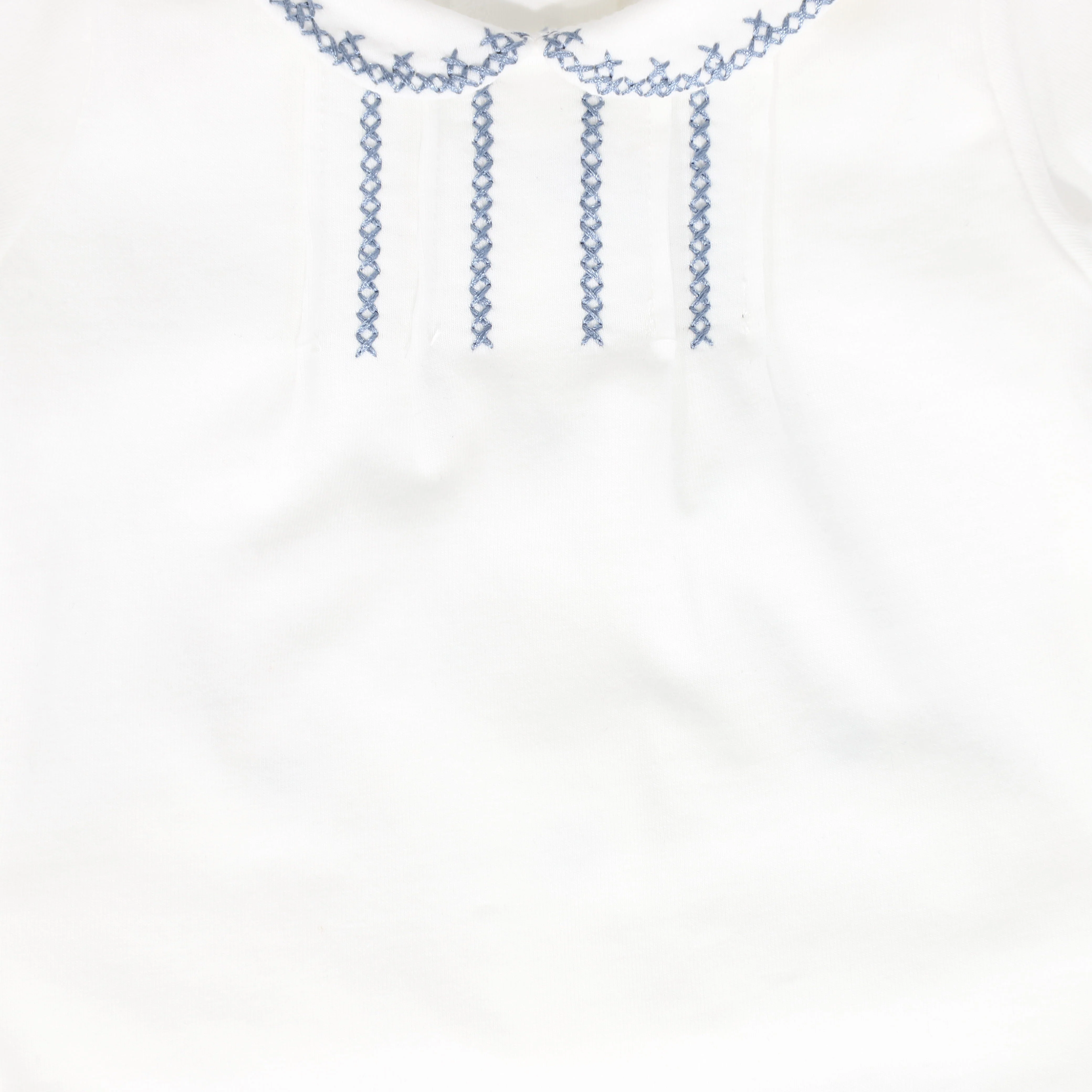 BEBE JOLEE WHITE/BLUE STITCHED TRIM COLLAR FOOTIE - Image 2