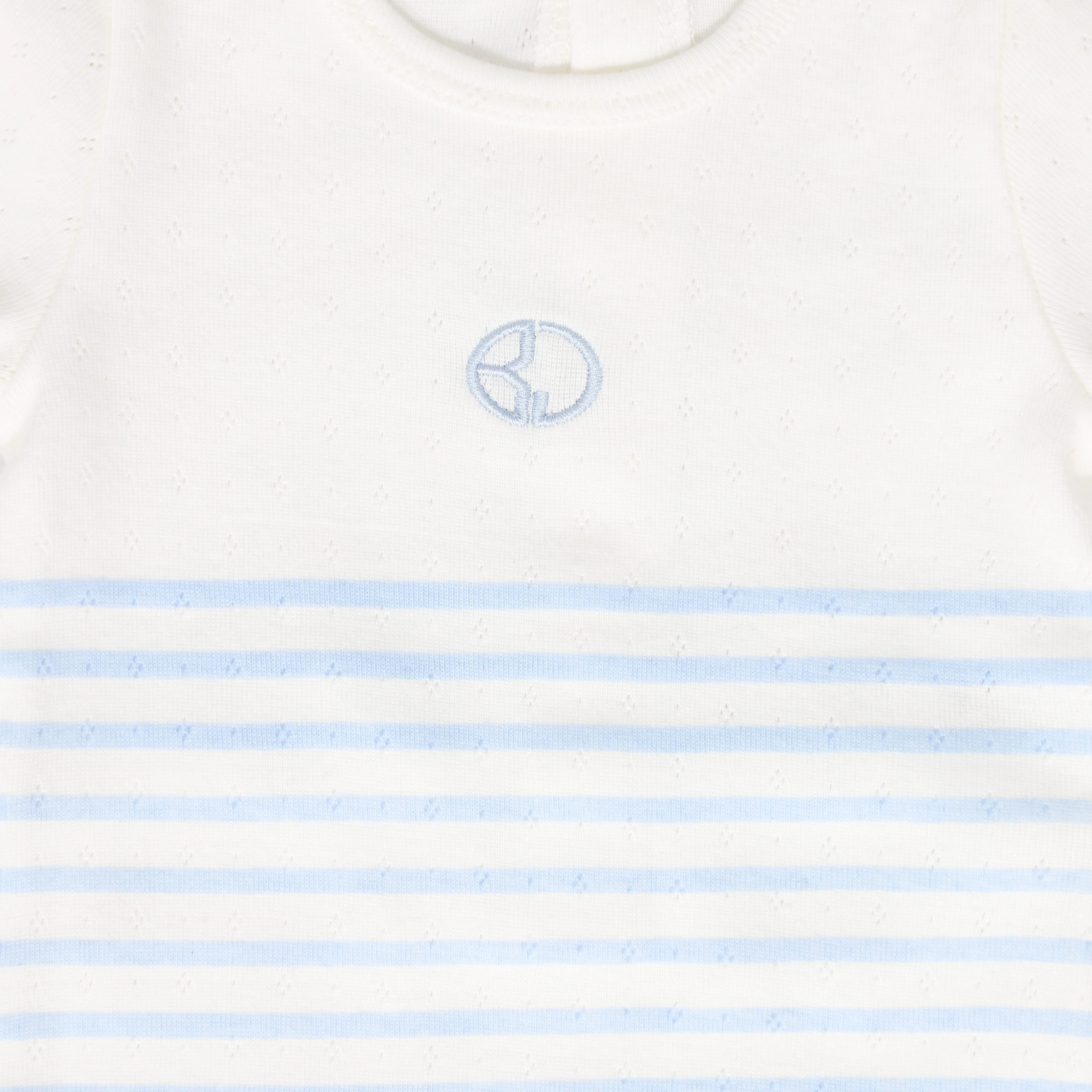 BEBE JOLEE WHITE/BLUE STRIPE POINTELLE FOOTIE - Image 3