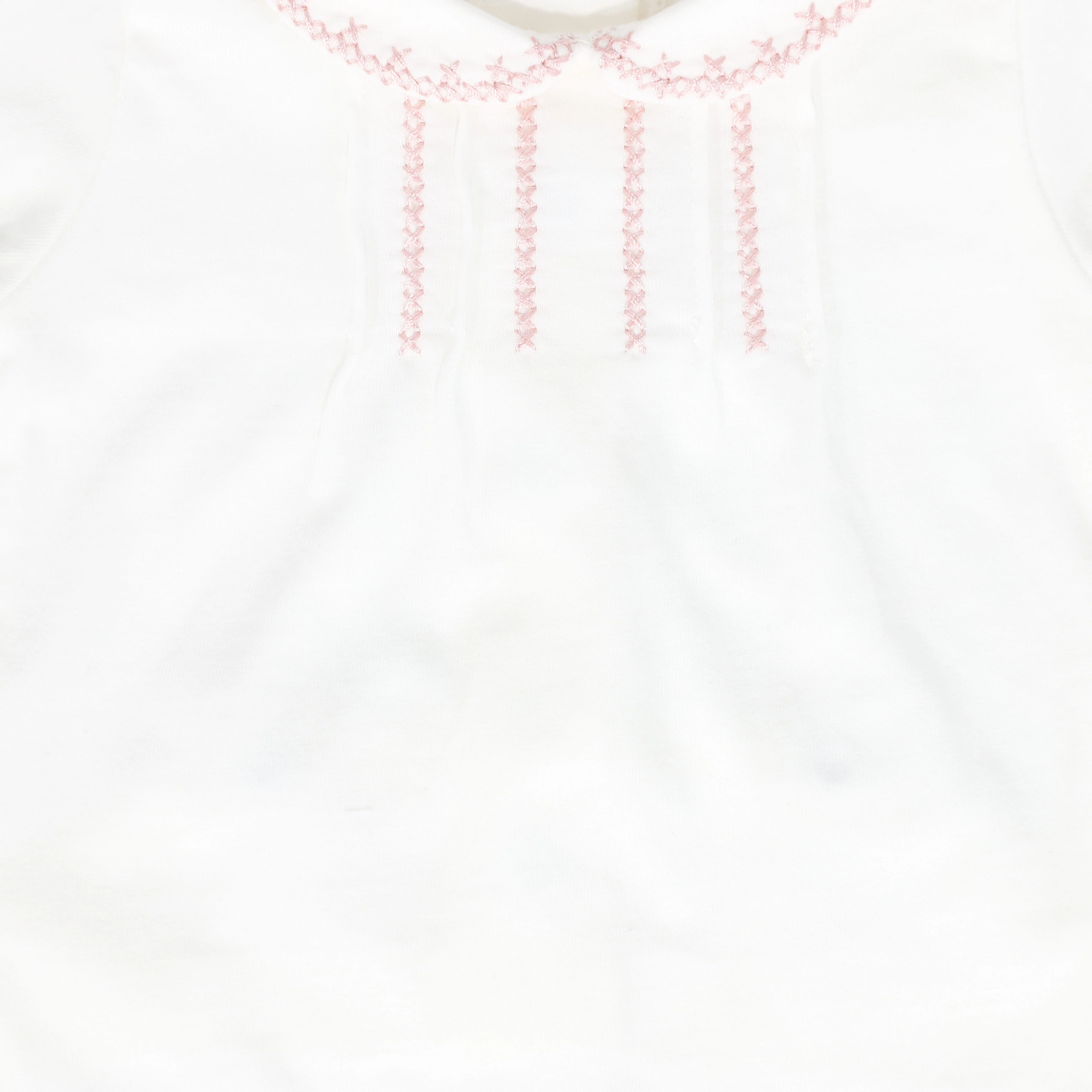 BEBE JOLEE WHITE/PINK STITCHED TRIM COLLAR FOOTIE - Image 2