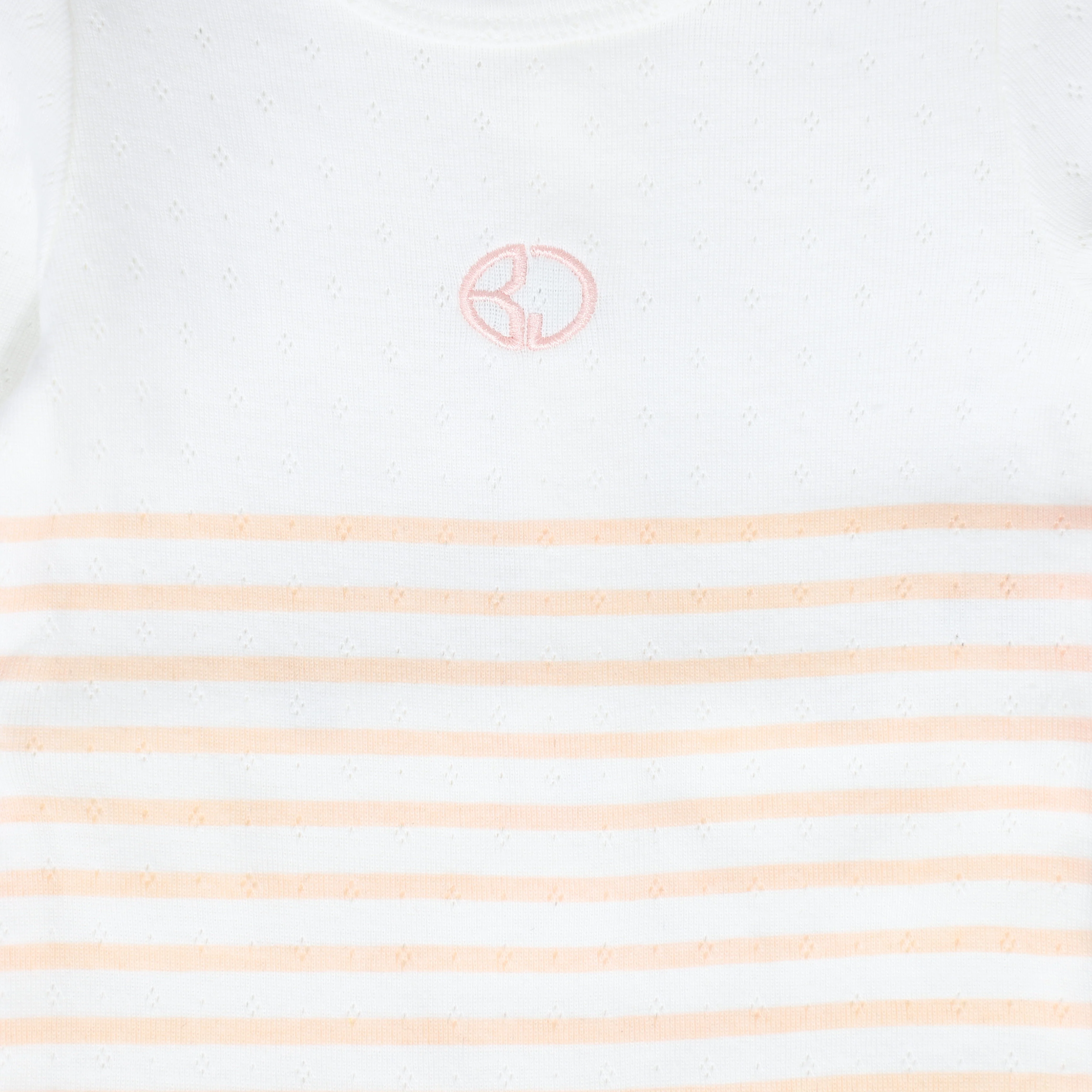 BEBE JOLEE WHITE/PINK STRIPE POINTELLE FOOTIE - Image 3
