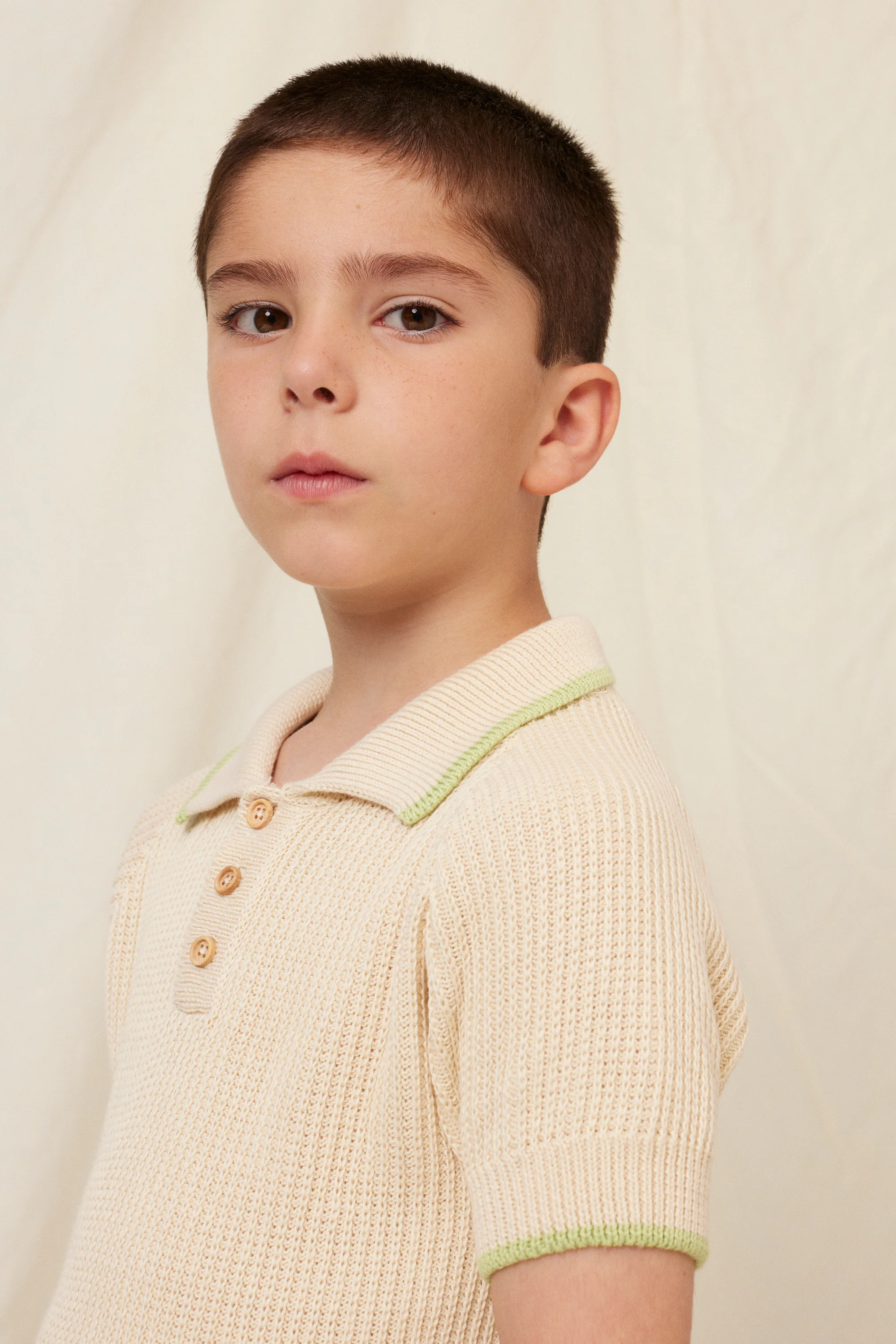BEBE ORGANIC IVORY KNIT POLO [FINAL SALE] - Image 2
