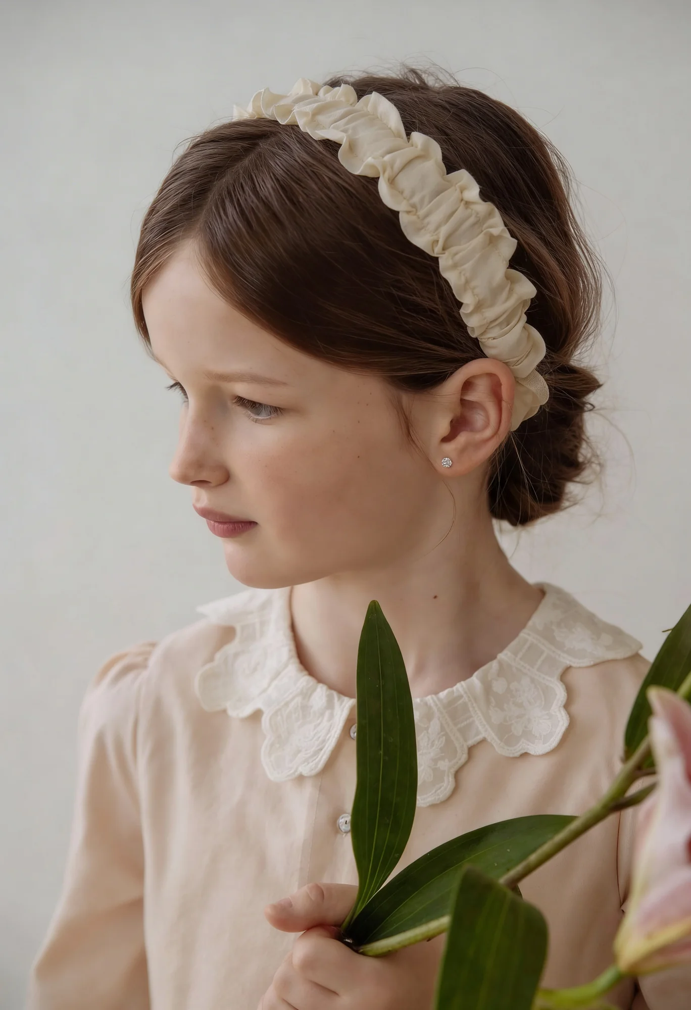 BOWBON CREAM RUFFLE  HEADBAND [FINAL SALE] - Image 2