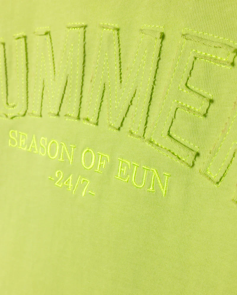 CABANA LIME SELF FABRIC DETAIL T-SHIRT [FINAL SALE] - Image 2
