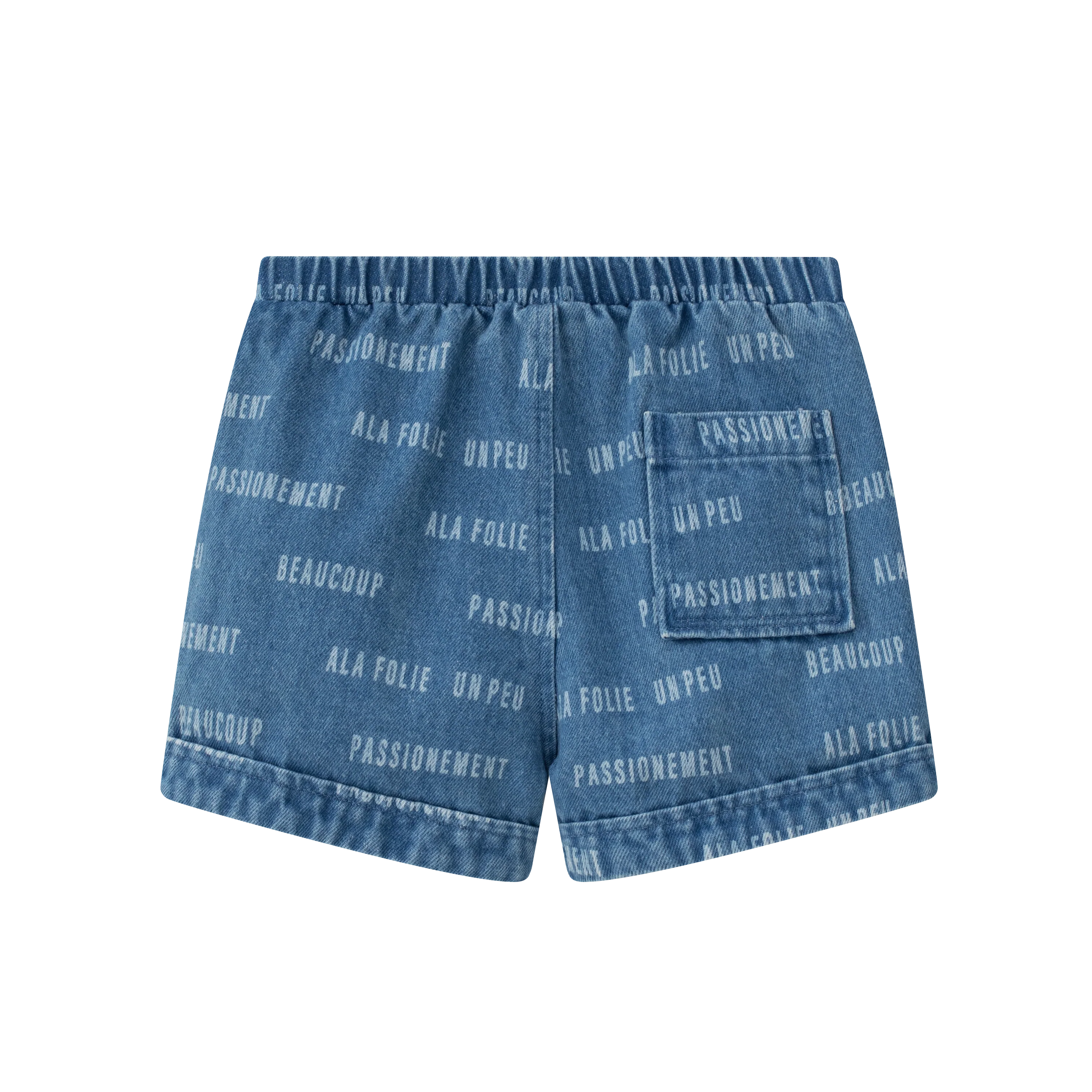 COCO BLANC BLUE DENIM WORDED SHORTS [FINAL SALE] - Image 2