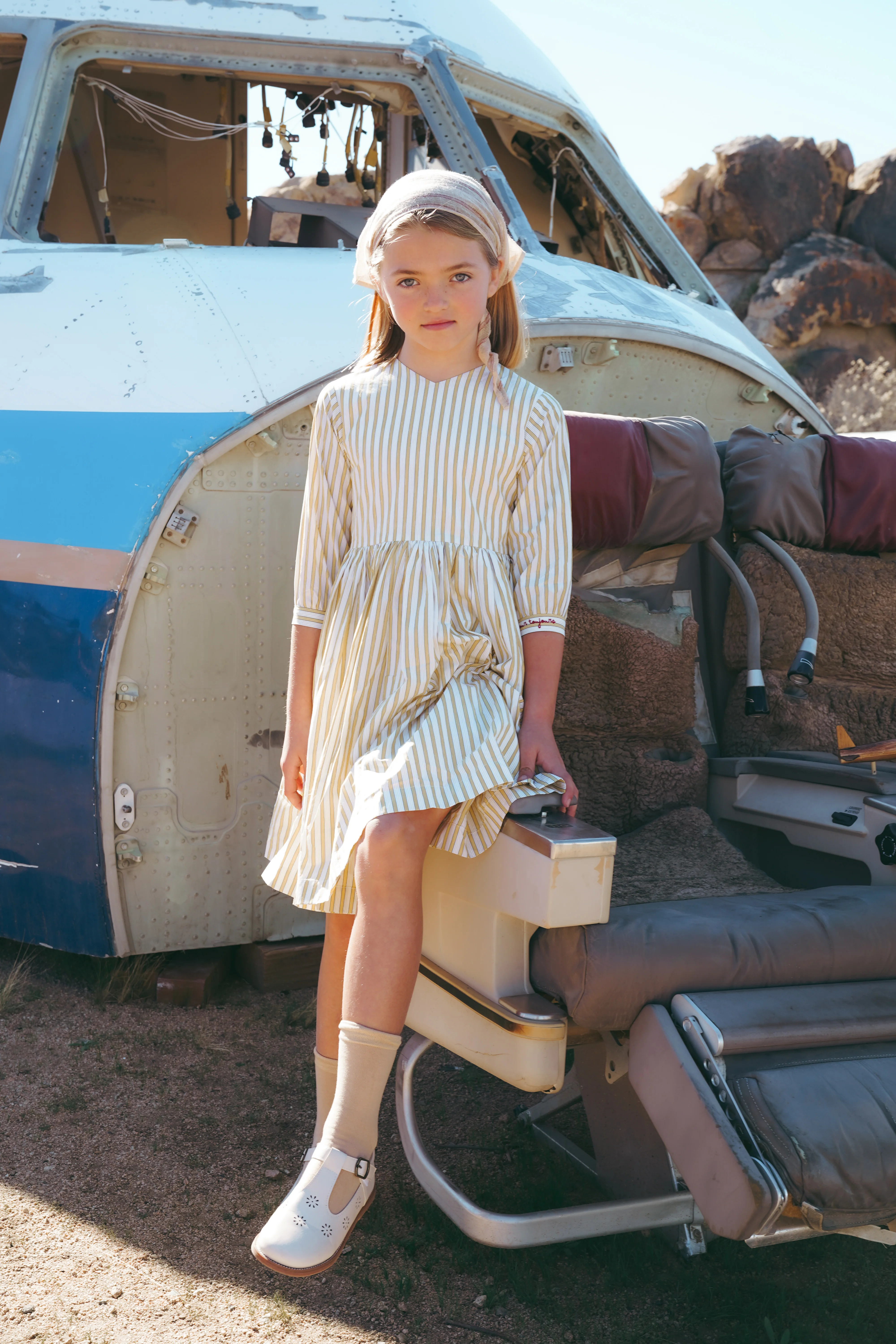 COCO BLANC YELLOW STRIPE WAIST DRESS [FINAL SALE] - Image 2