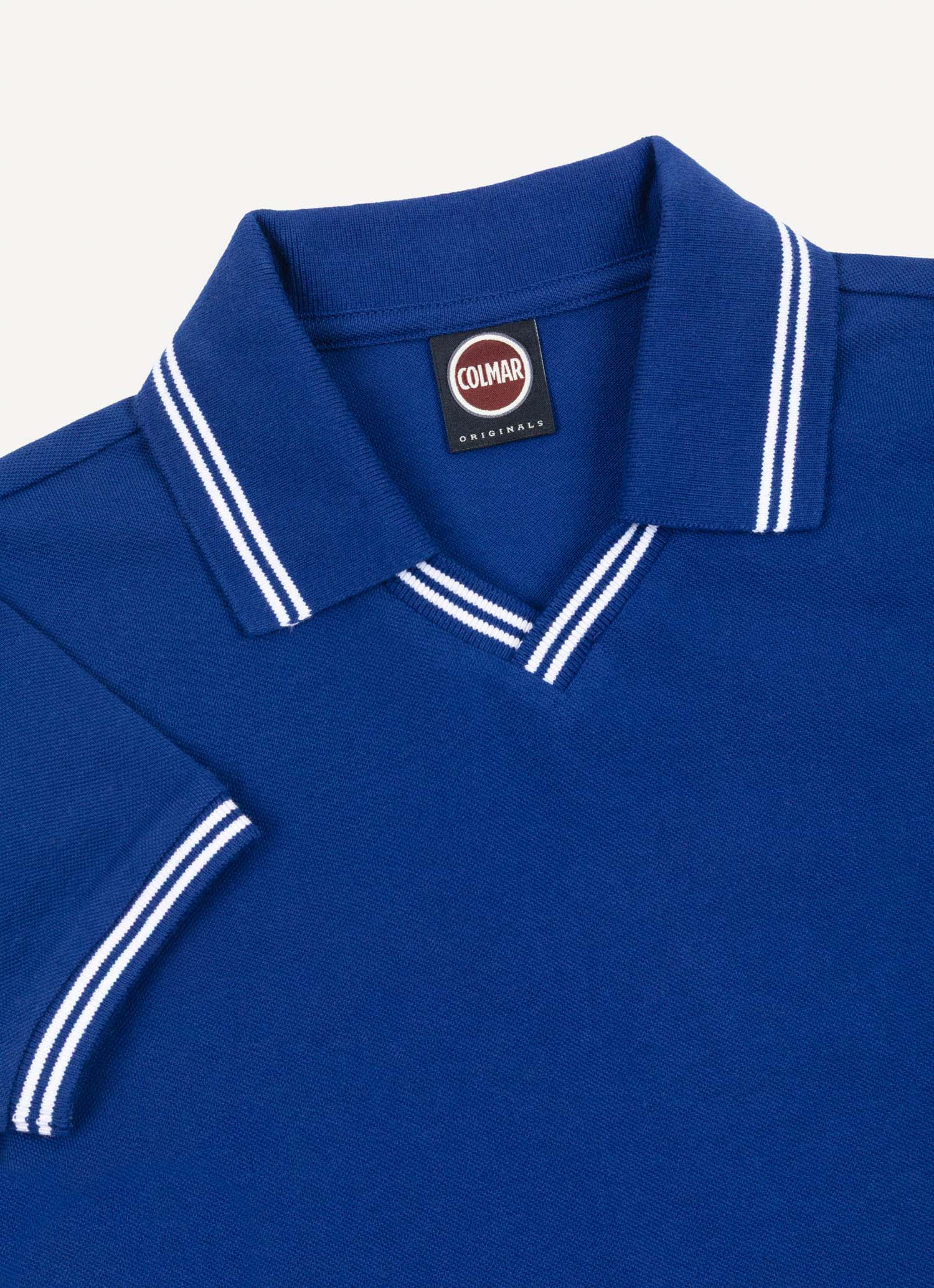 COLMAR MID BLUE STRIPE V NECK POLO T-SHIRT [FINAL SALE] - Image 2