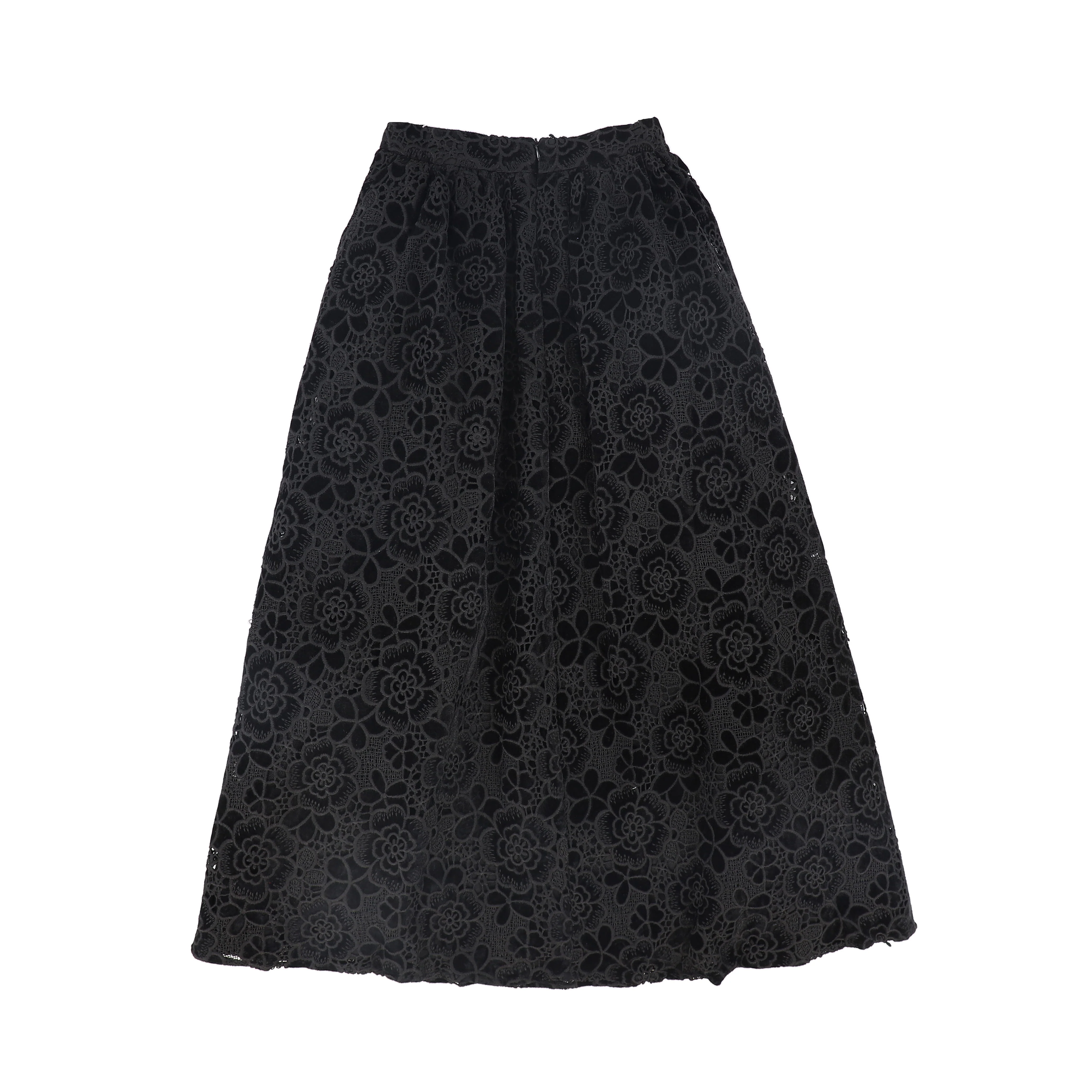 FRANCESCA GUILIANO BLACK VELVET GATHERED SKIRT [FINAL SALE] - Image 2