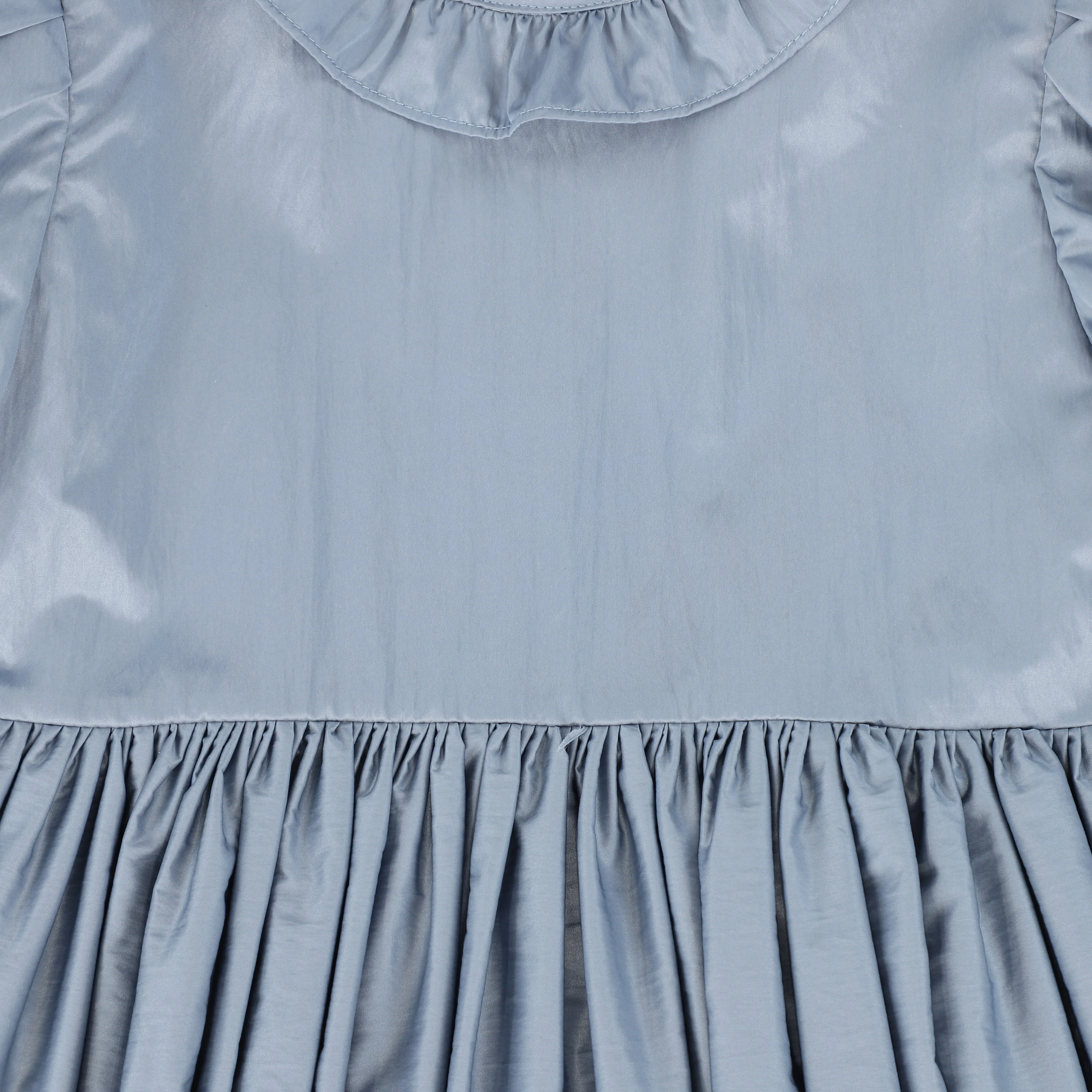 FRANCESCA GUILIANO DUSTY BLUE TAFFETA RUFFLE DRESS [FINAL SALE] - Image 3