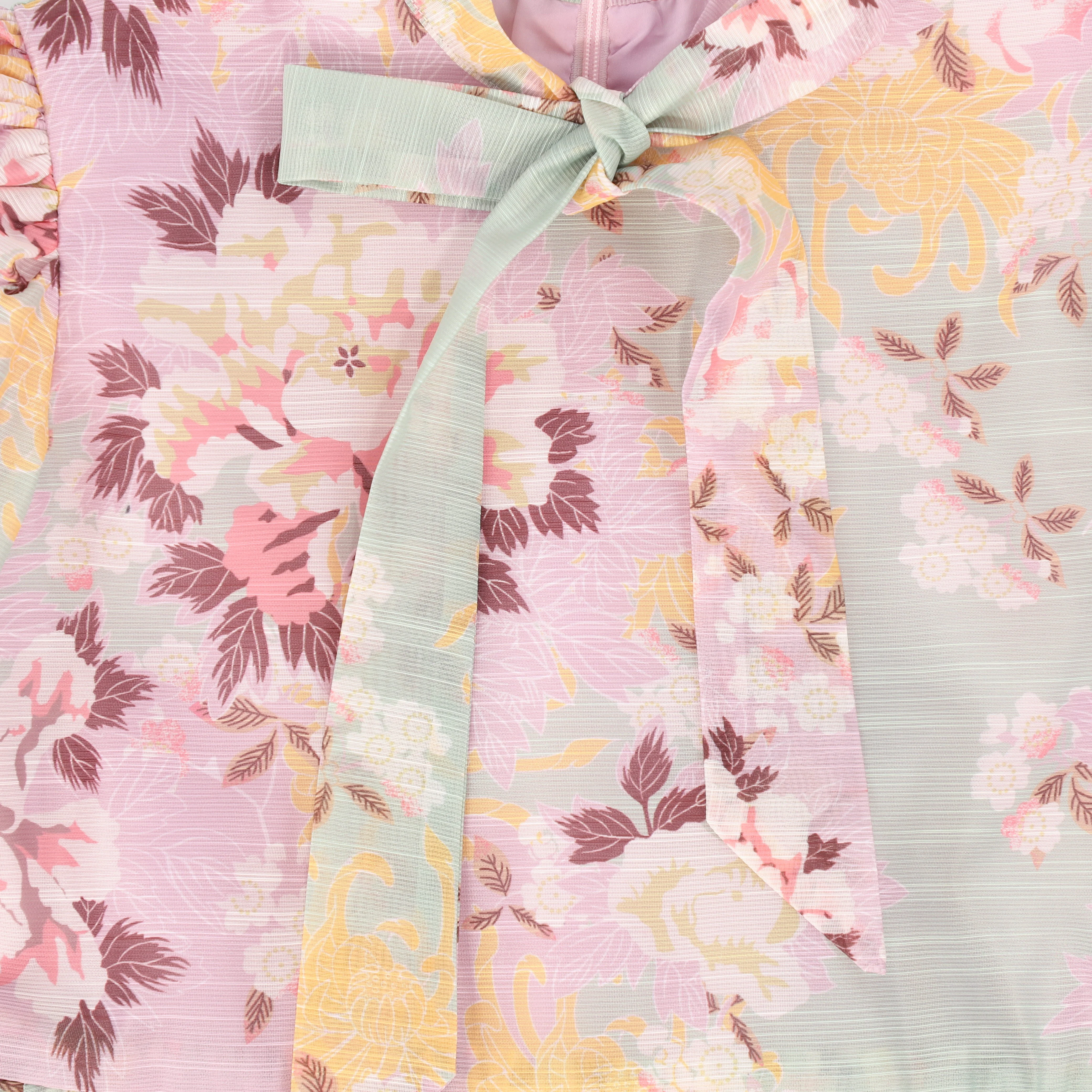 FRANCESCA GUILIANO PINK PASTEL FLORAL PUFF SLEEVE DRESS [FINAL SALE] - Image 3