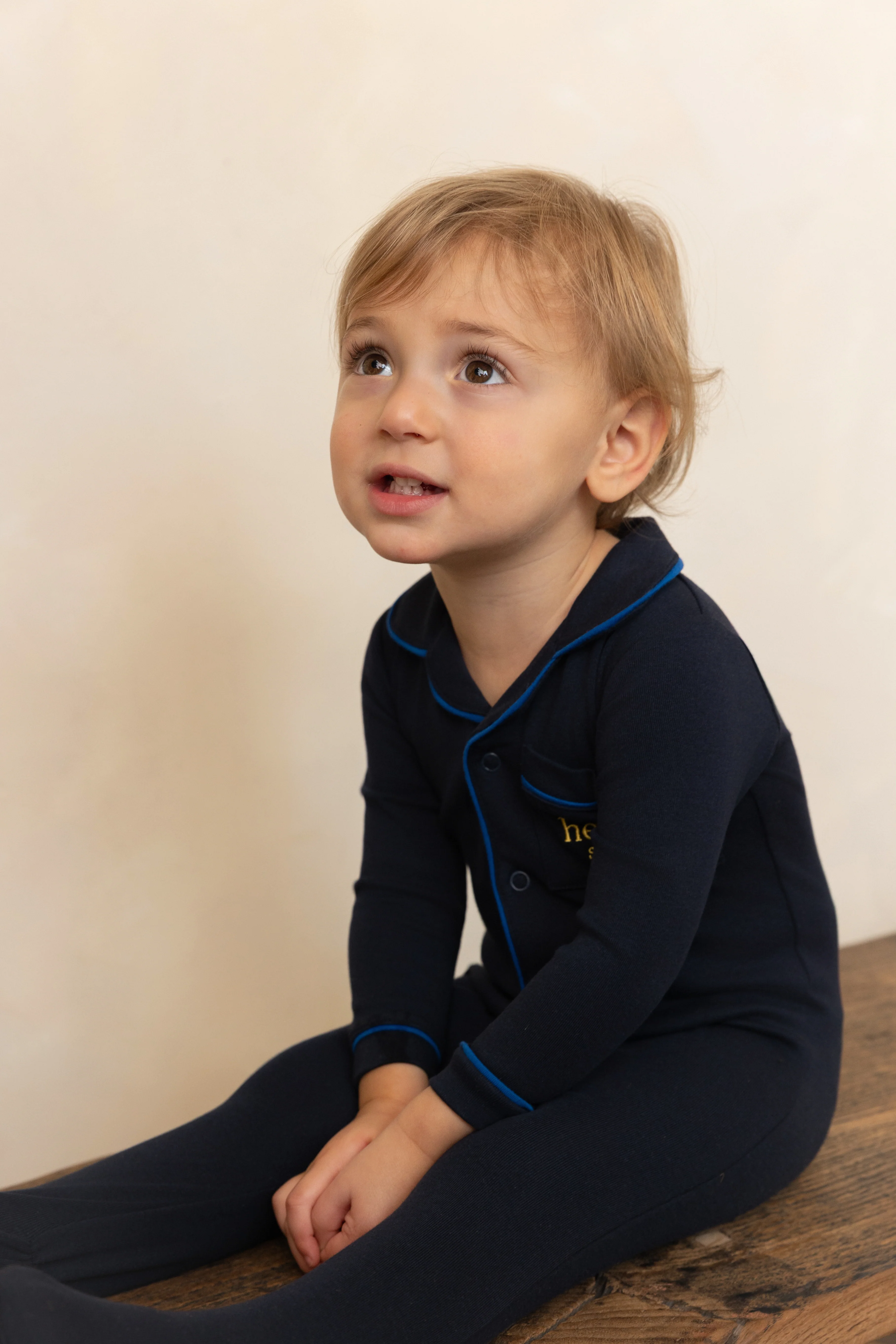 HEVEN CHILD NAVY PIPED TRIM FOOTIE [FINAL SALE] - Image 2