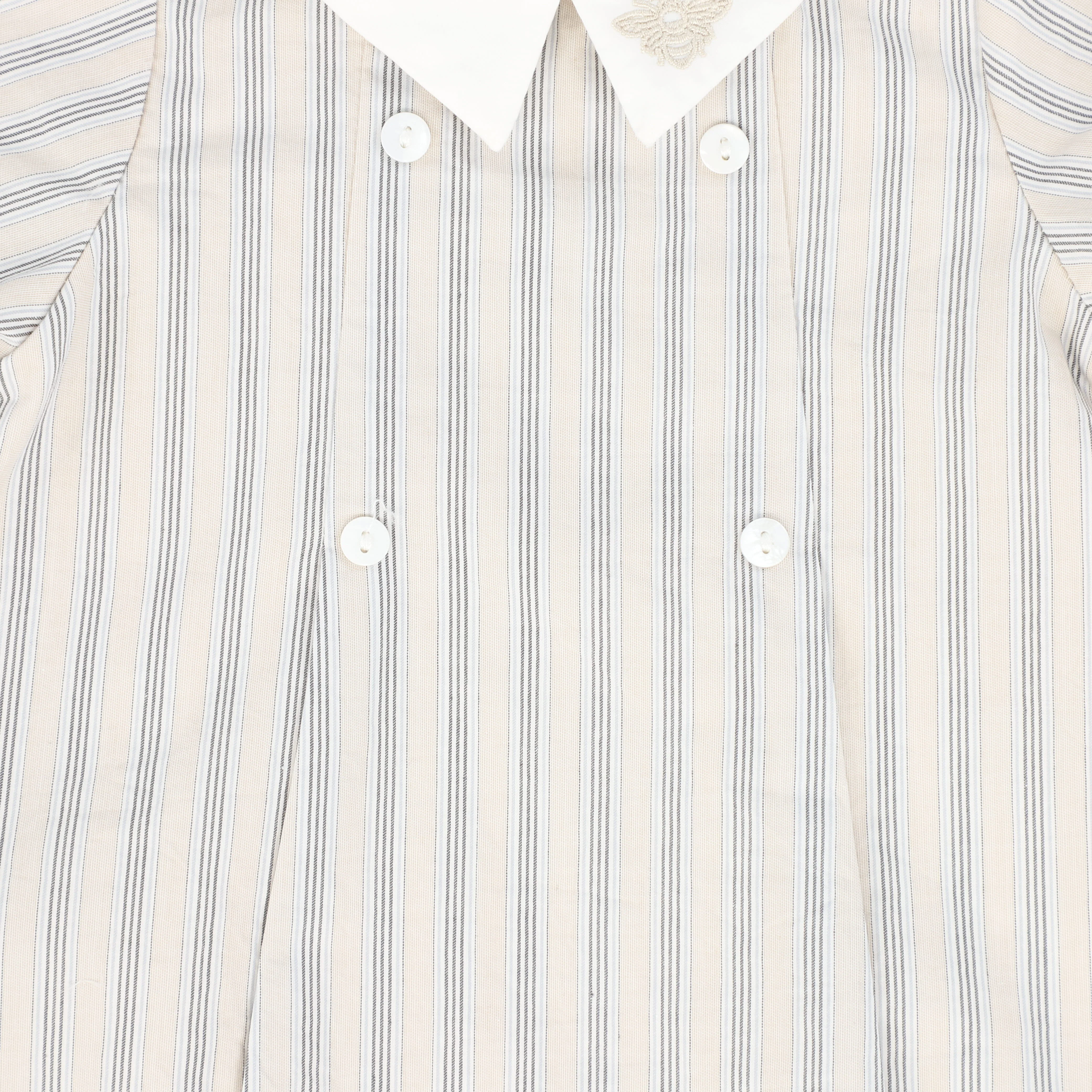LE BOURDON BEIGE DOUBLE STRIPE BUTTON PLEAT ROMPER [FINAL SALE] - Image 3