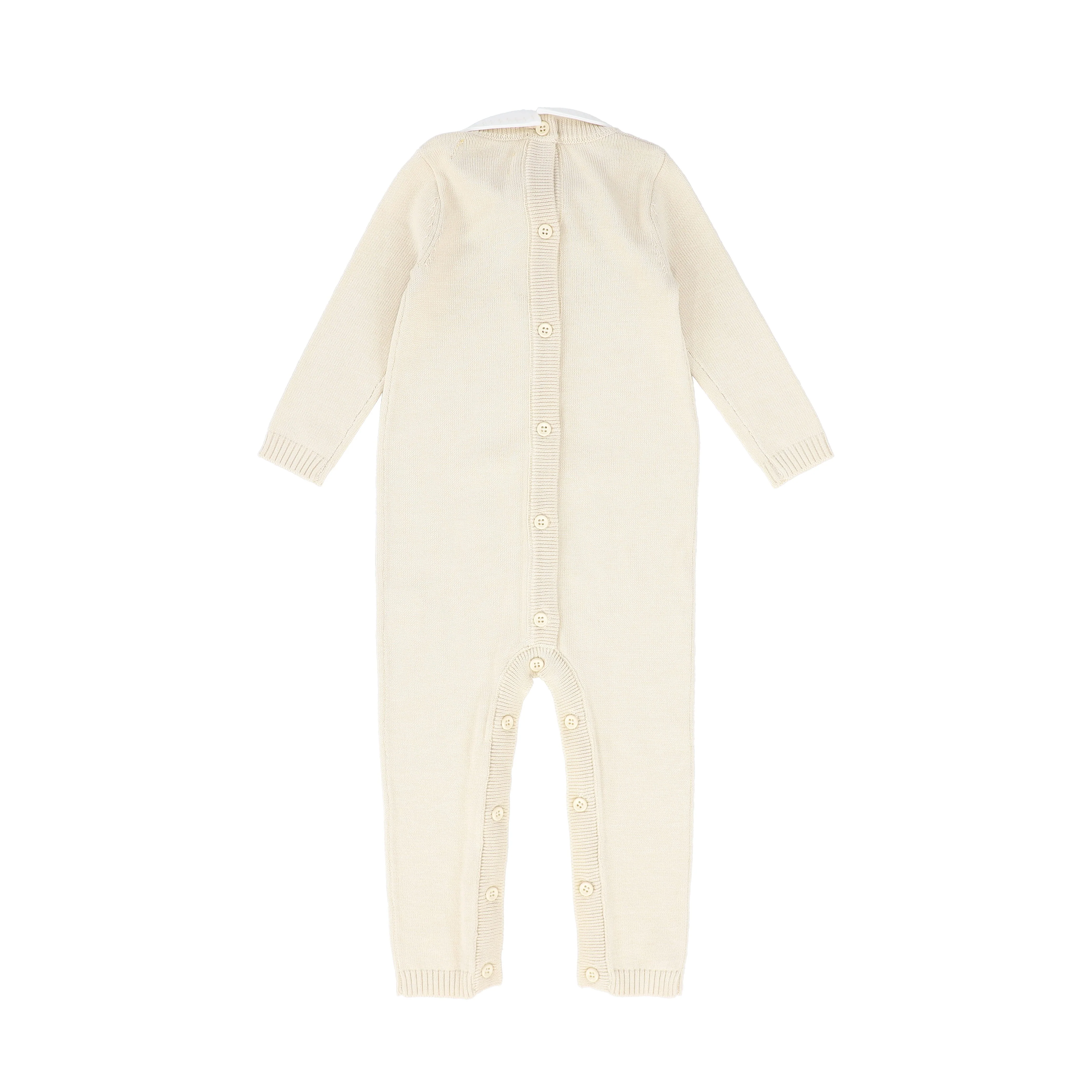 LE BOURDON BEIGE KNIT CABLE STRIPE COLLAR ROMPER [FINAL SALE] - Image 2
