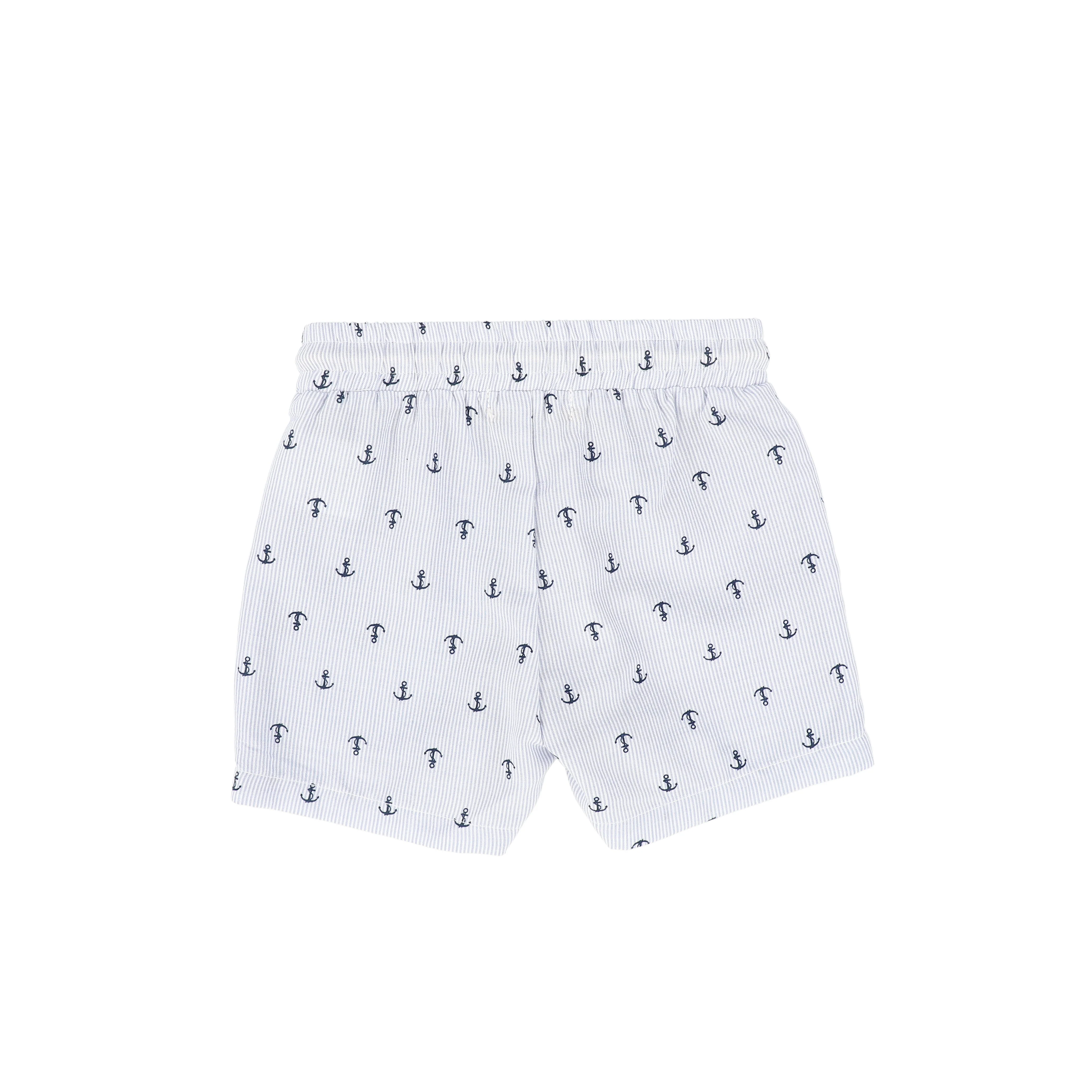 LE BOURDON BLUE ANCHOR PRINT SEERSUCKER SHORTS [FINAL SALE] - Image 2