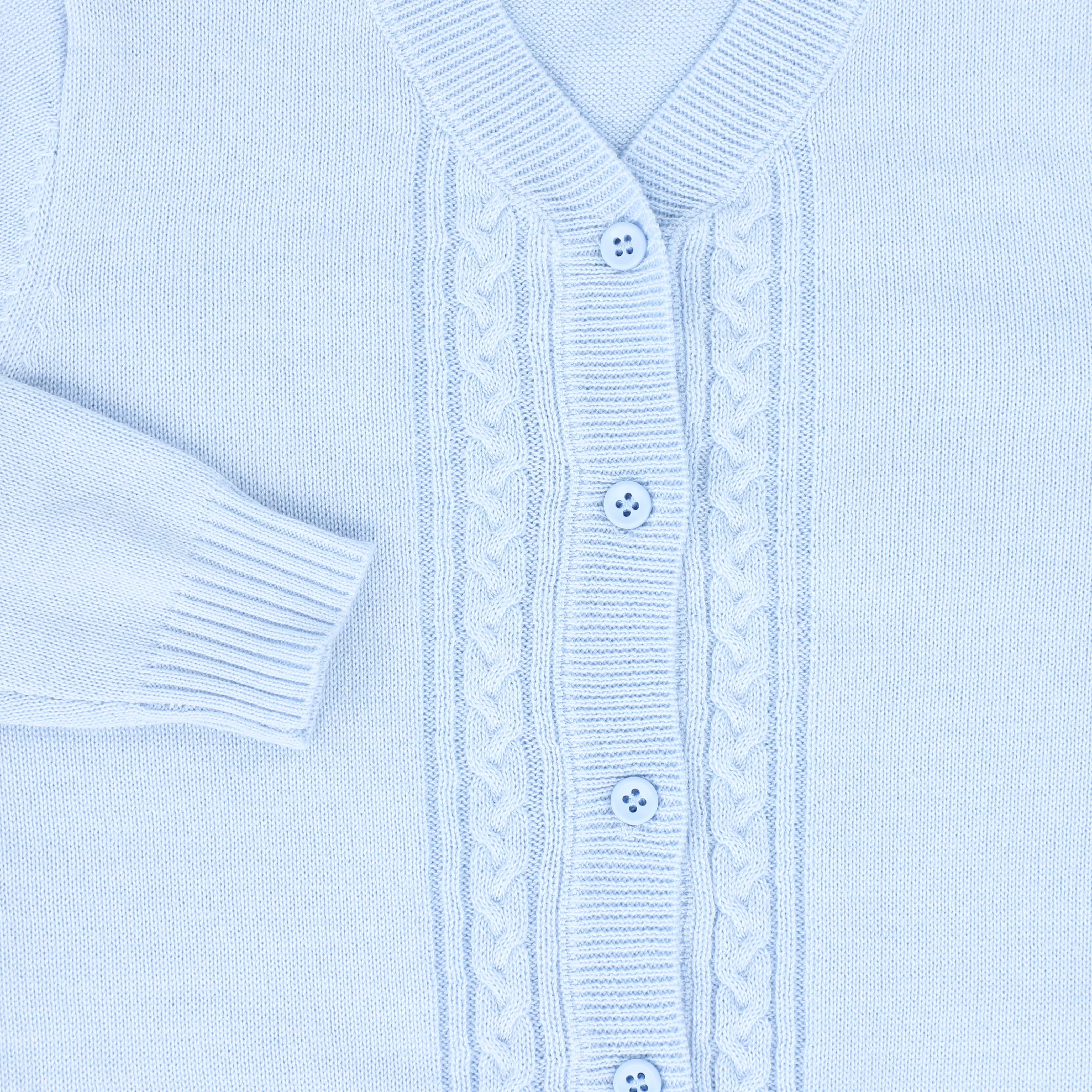 LE BOURDON BLUE KNIT CABLE STRIPE COLLAR CARDIGAN [FINAL SALE] - Image 3
