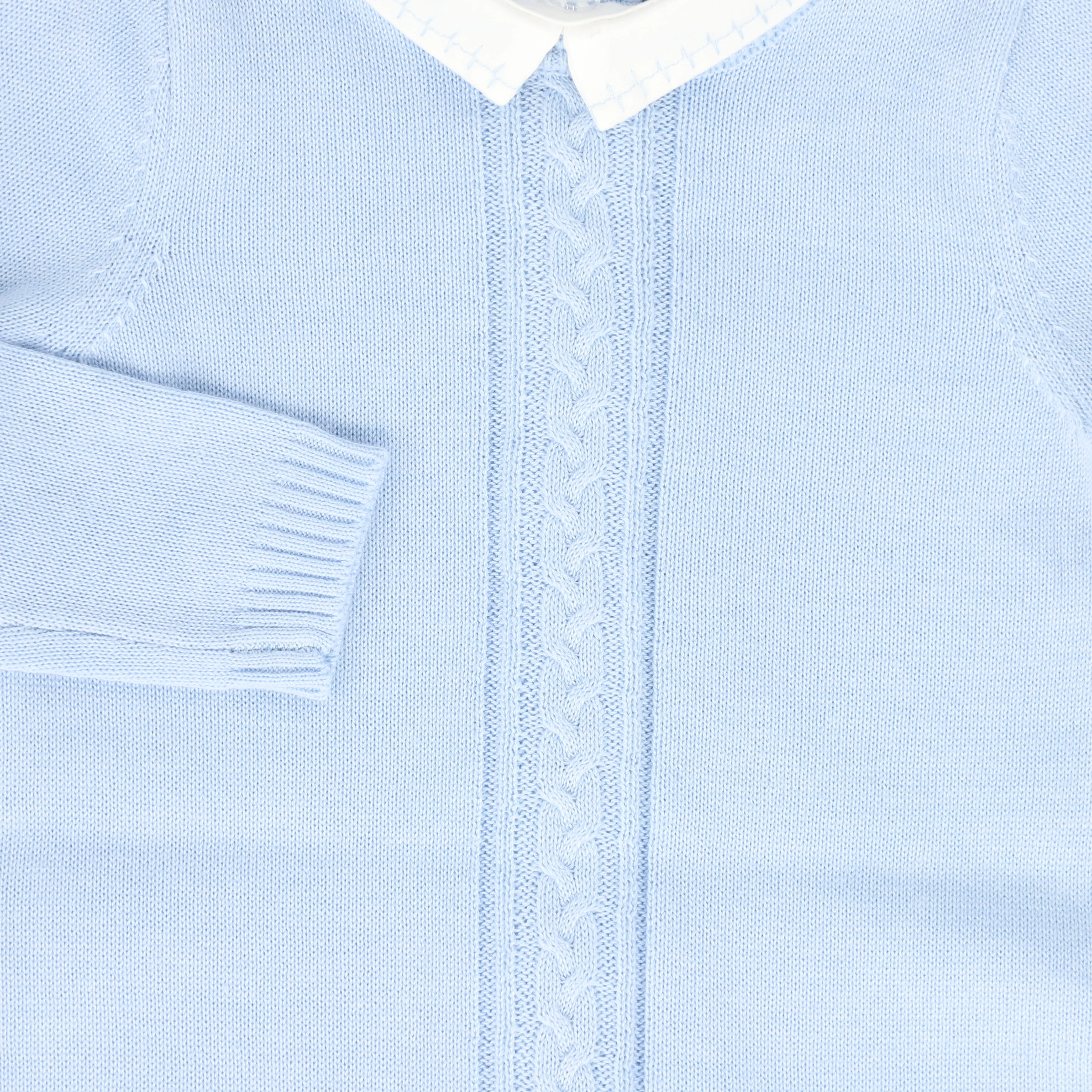 LE BOURDON BLUE KNIT CABLE STRIPE COLLAR ROMPER [FINAL SALE] - Image 3