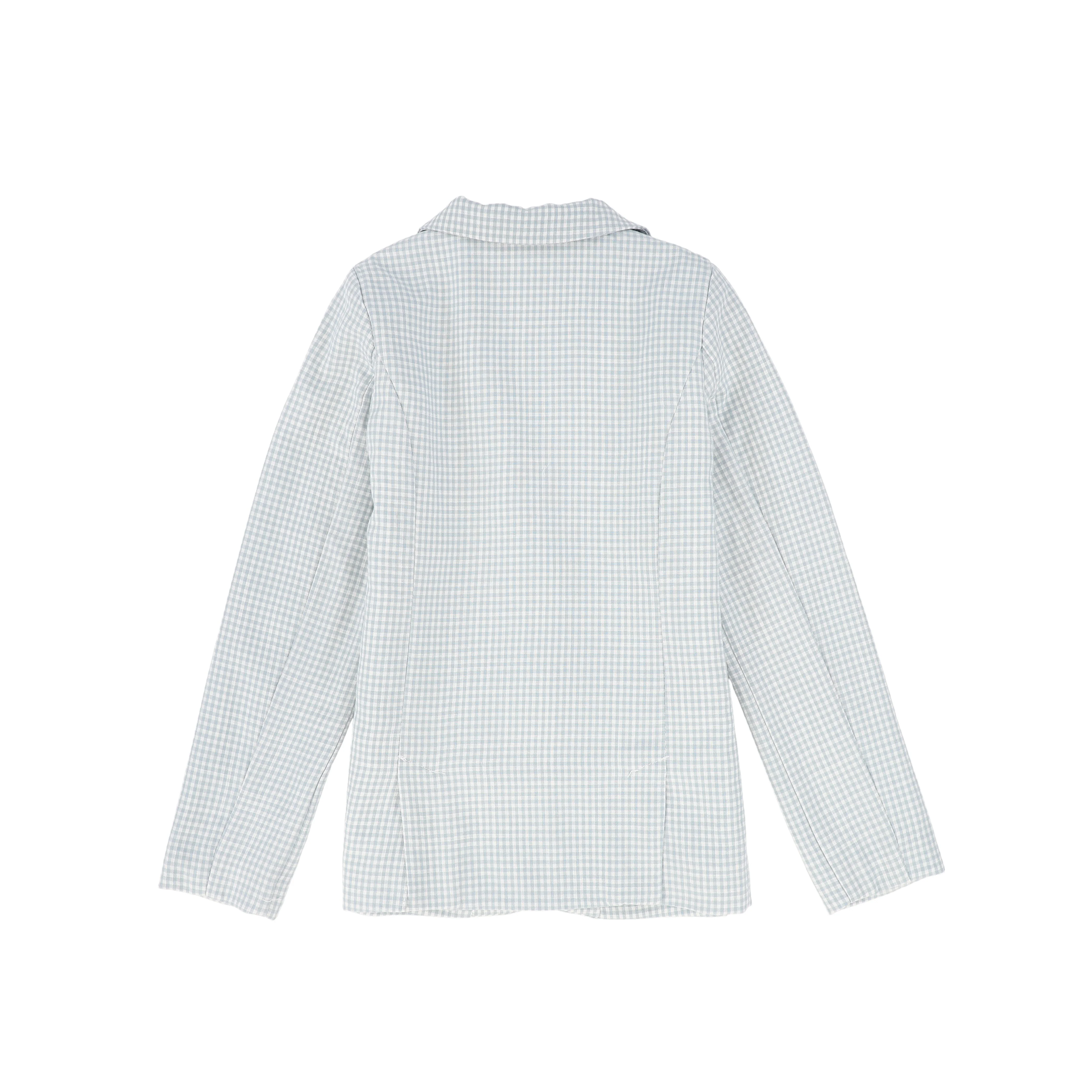 LE BOURDON BLUE LINEN EMBLEM POCKET BLAZER [FINAL SALE] - Image 2