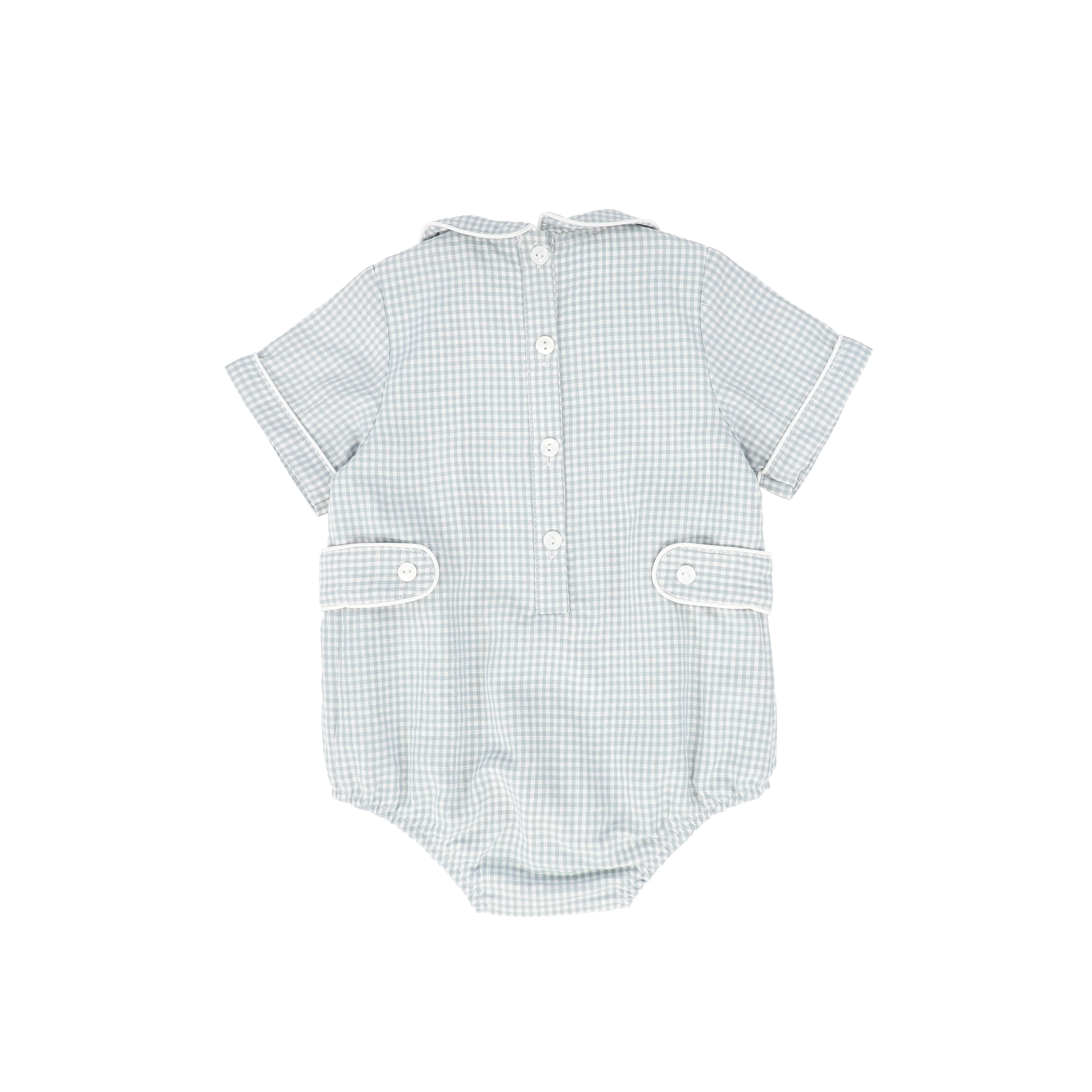 LE BOURDON BLUE LINEN PLEAT ROMPER [FINAL SALE] - Image 2