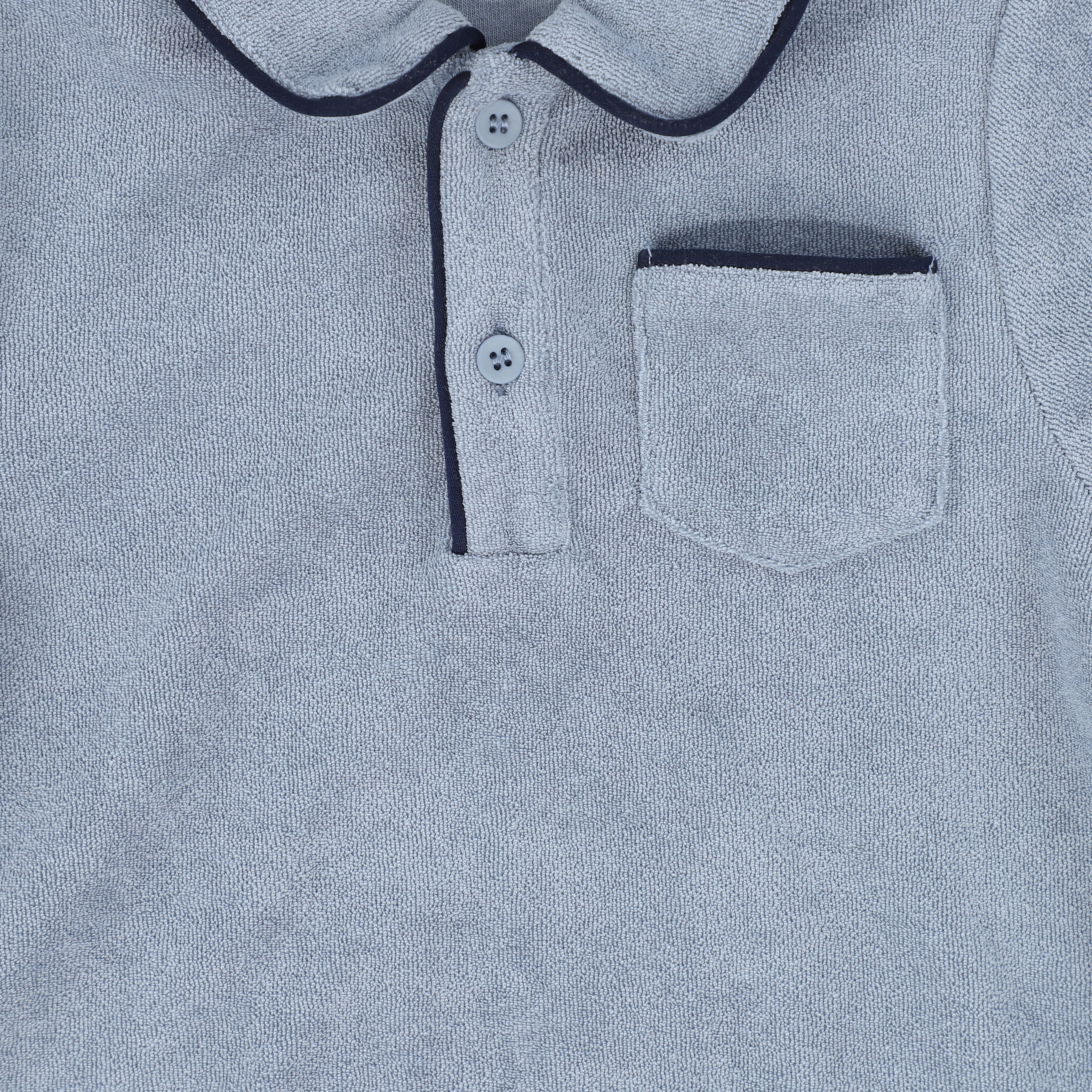 LE BOURDON BLUE PIPED TRIM TERRY POLO [FINAL SALE] - Image 3