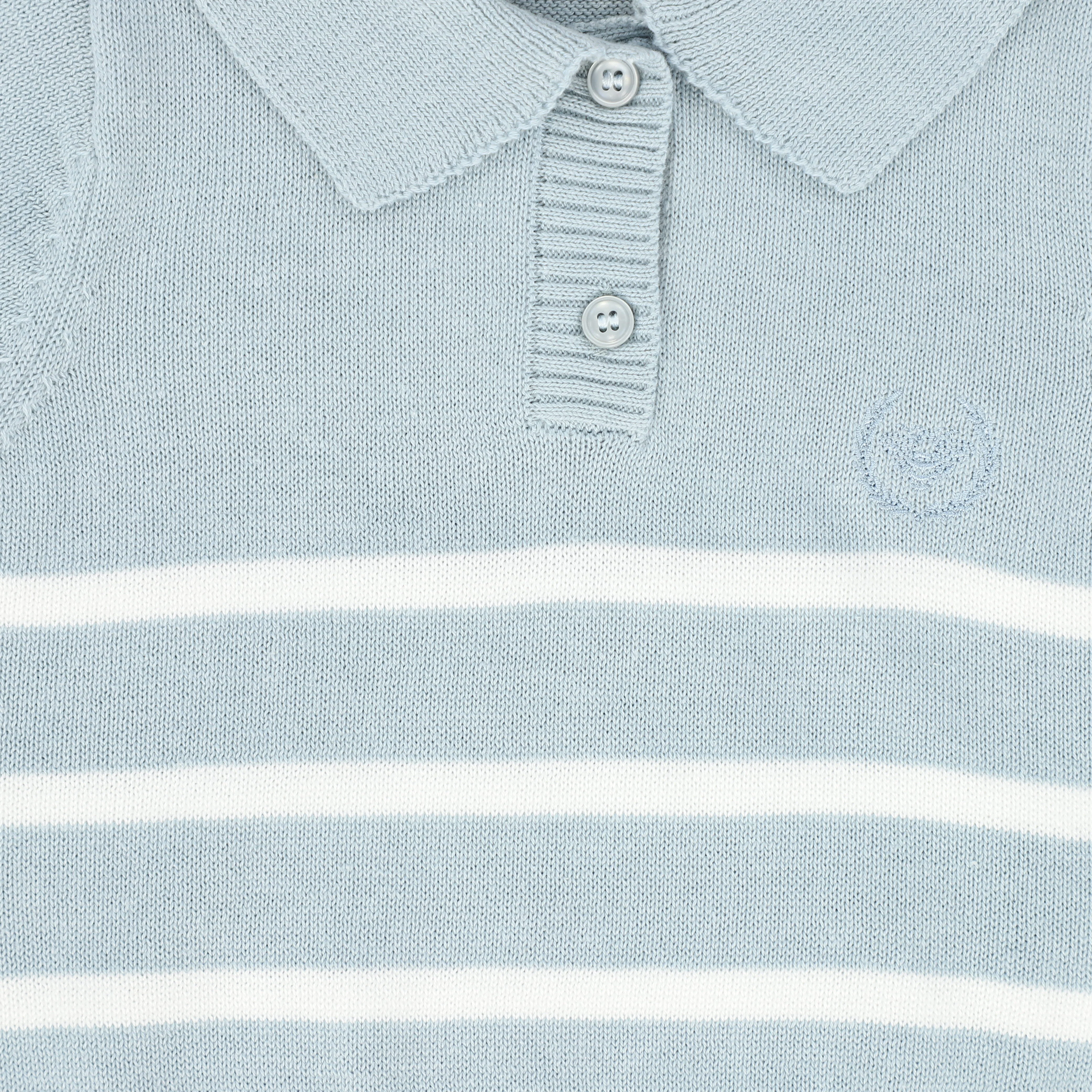 LE BOURDON DUSTY BLUE TRIM KNIT SS SWEATER [FINAL SALE] - Image 3