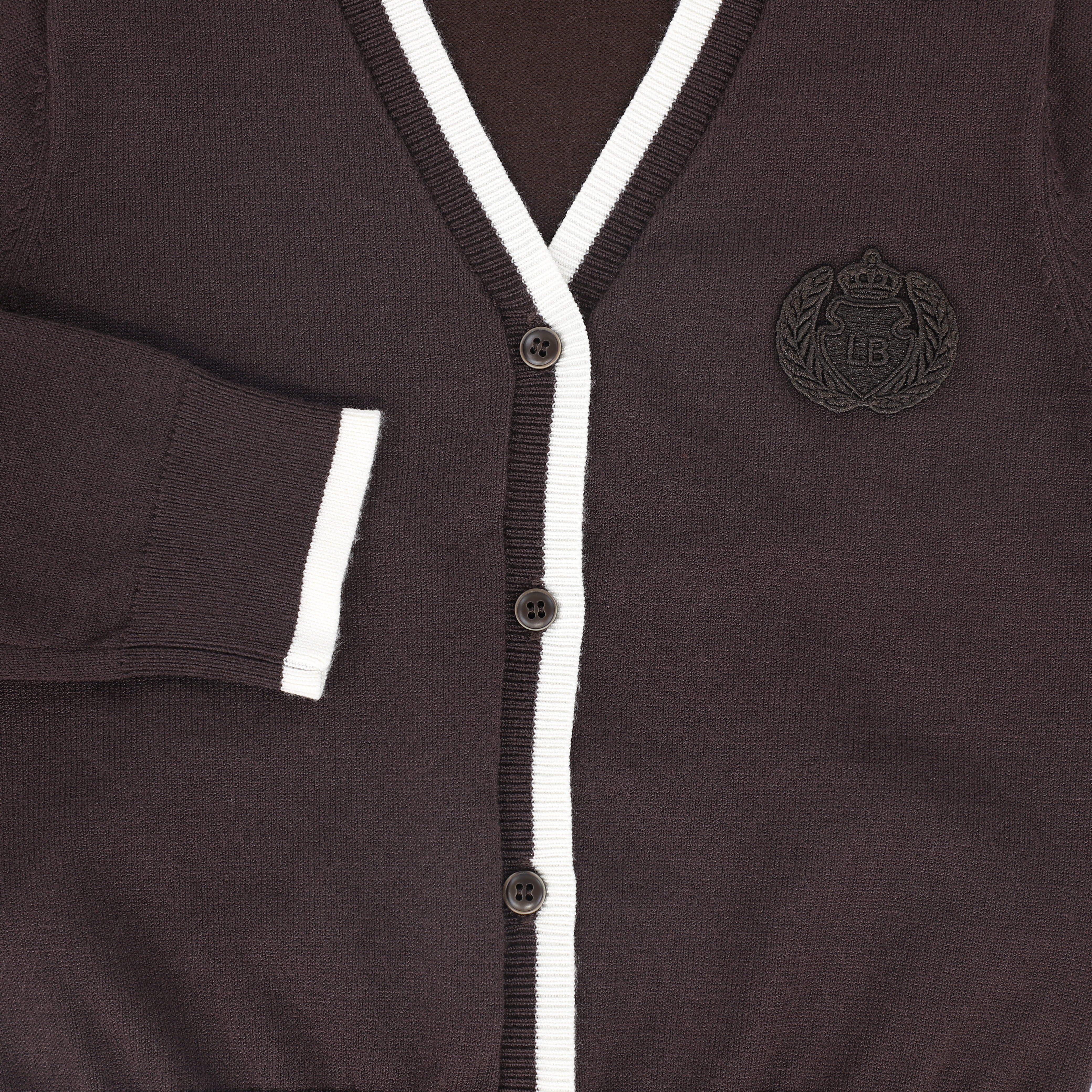 LE BOURDON BROWN TRIM BORDER CARDIGAN [FINAL SALE] - Image 3