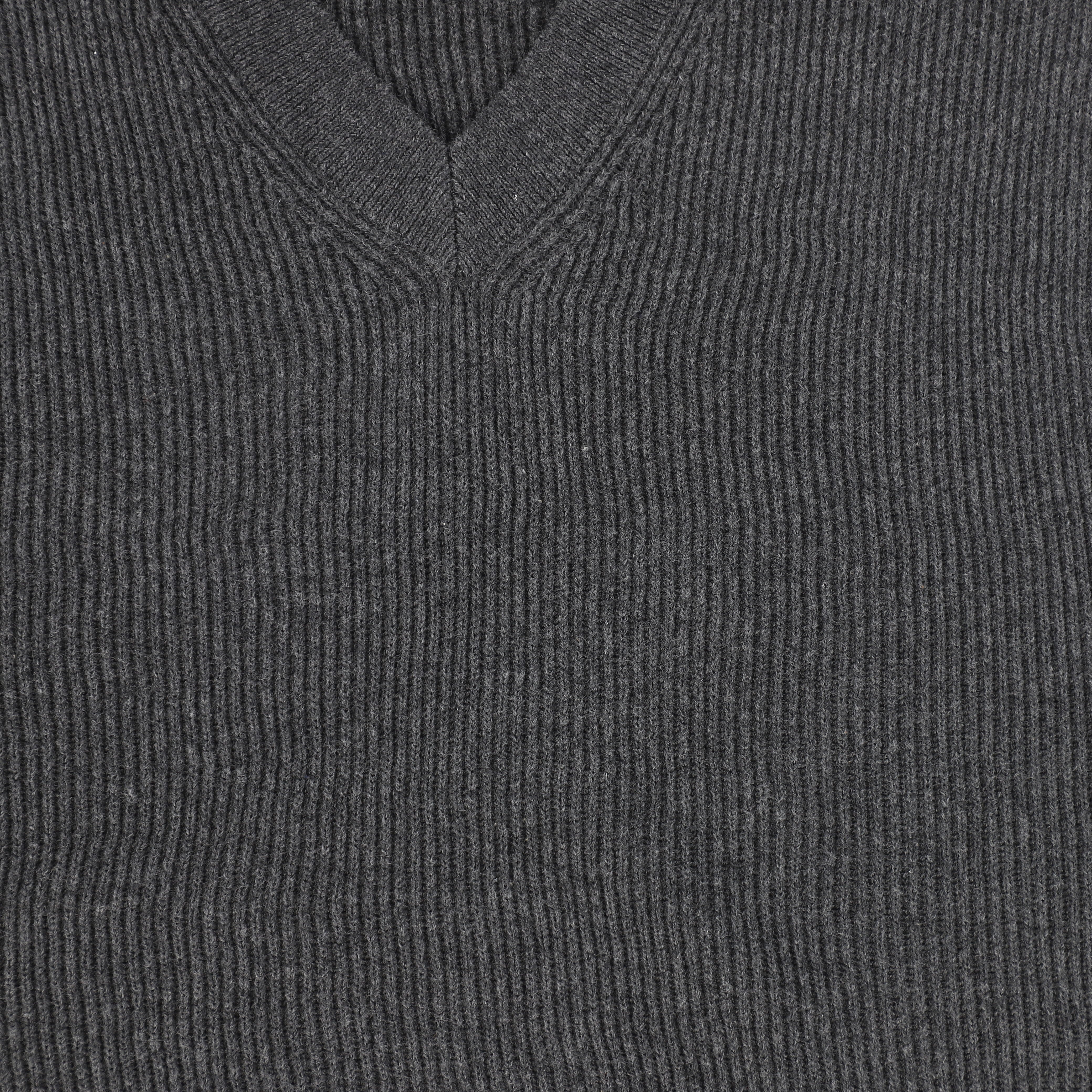 LE BOURDON CHARCOAL RIBBED KNIT V NECK VEST [FINAL SALE] - Image 3