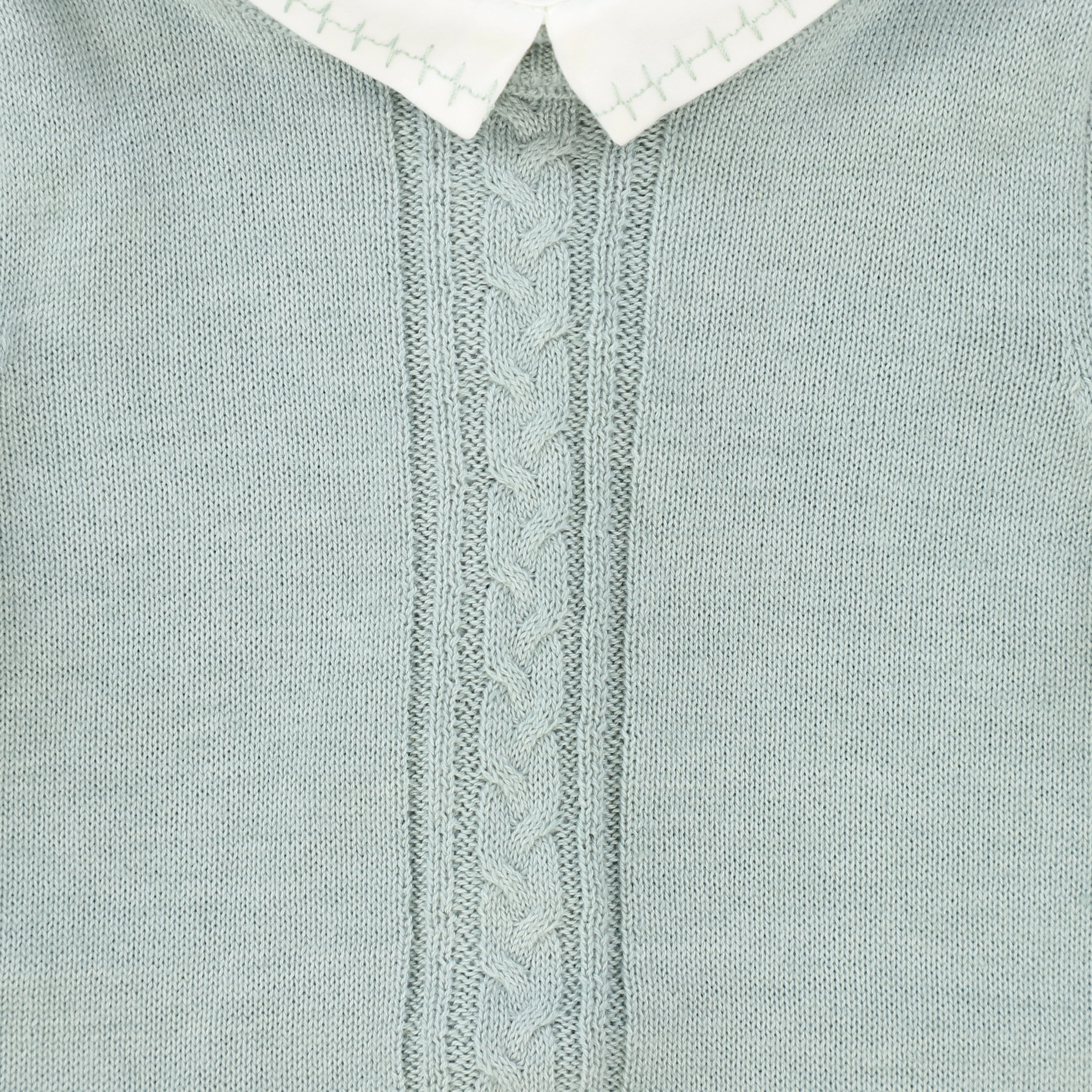 LE BOURDON GREEN KNIT CABLE STRIPE COLLAR ROMPER [FINAL SALE] - Image 3