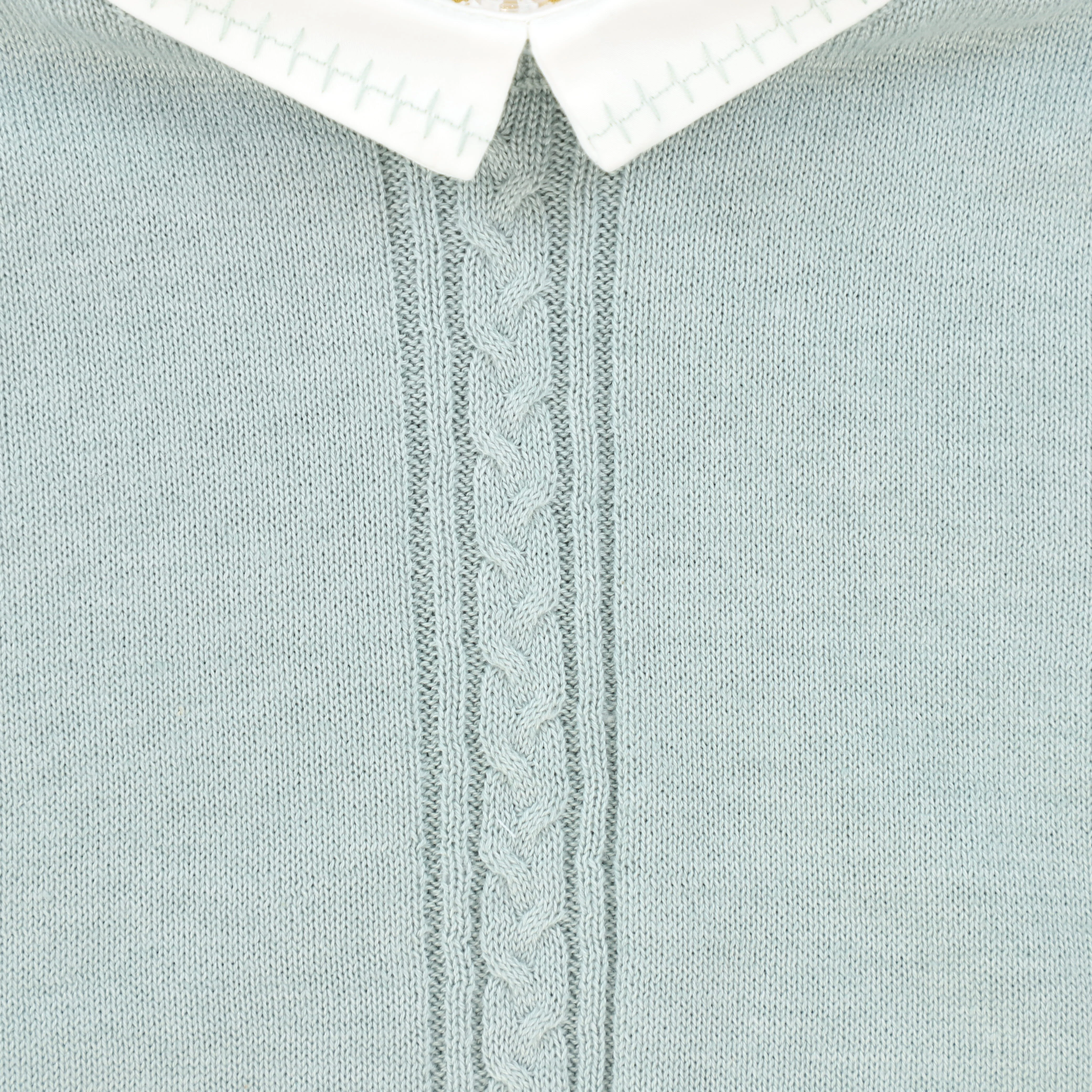 LE BOURDON GREEN KNIT CABLE STRIPE COLLAR SWEATER [FINAL SALE] - Image 3