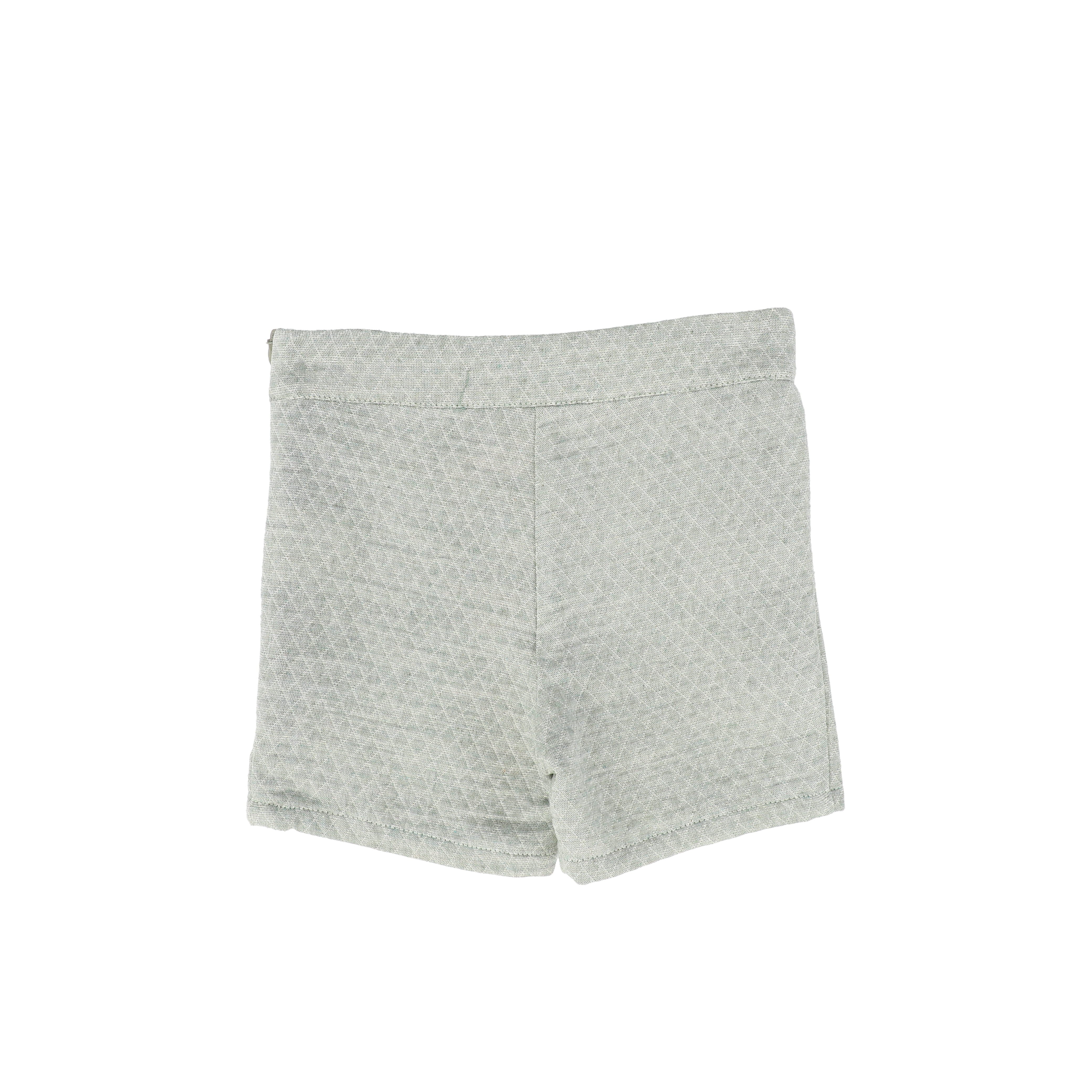 LE BOURDON GREEN TEXTURED BUTTON SHORTS [FINAL SALE] - Image 2