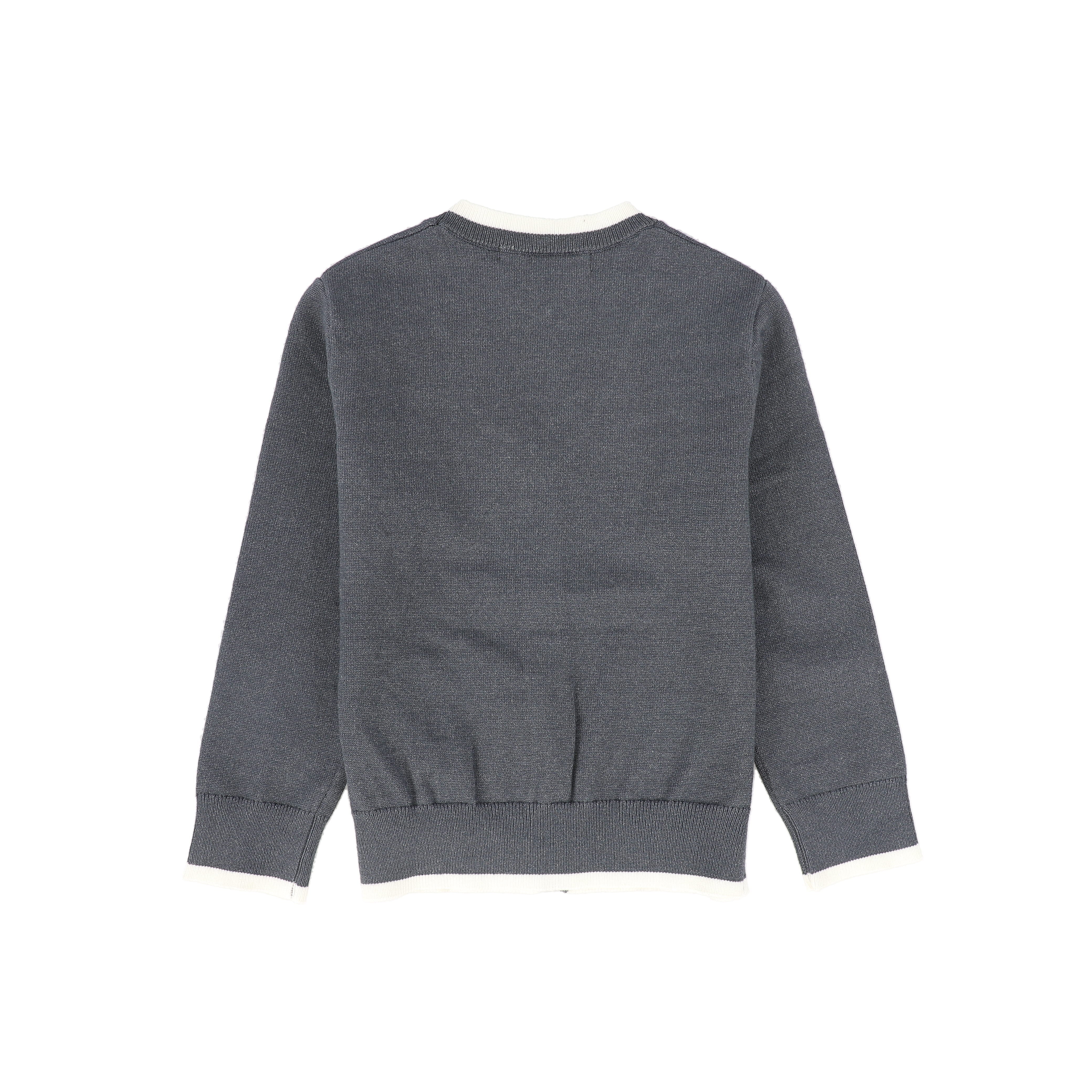 LE BOURDON GREY TRIM BORDER CARDIGAN [FINAL SALE] - Image 2